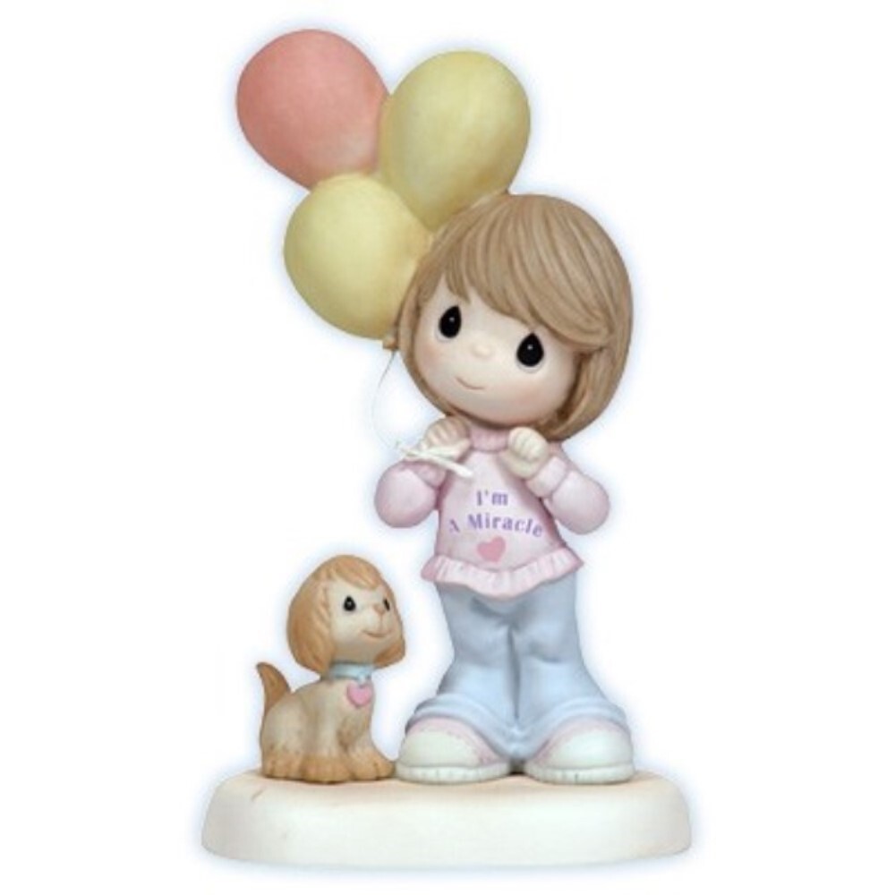 Precious Moments Figurine You Are A Miracle 6.25 in High Girl With Puppy 114043