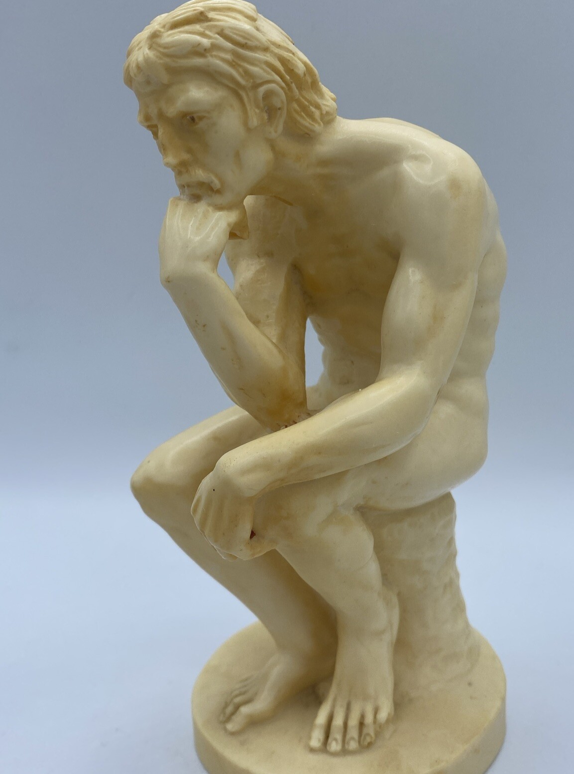 Vintage Signed A. Santini “Thinking Man” Sculpture. With Original Sticker
