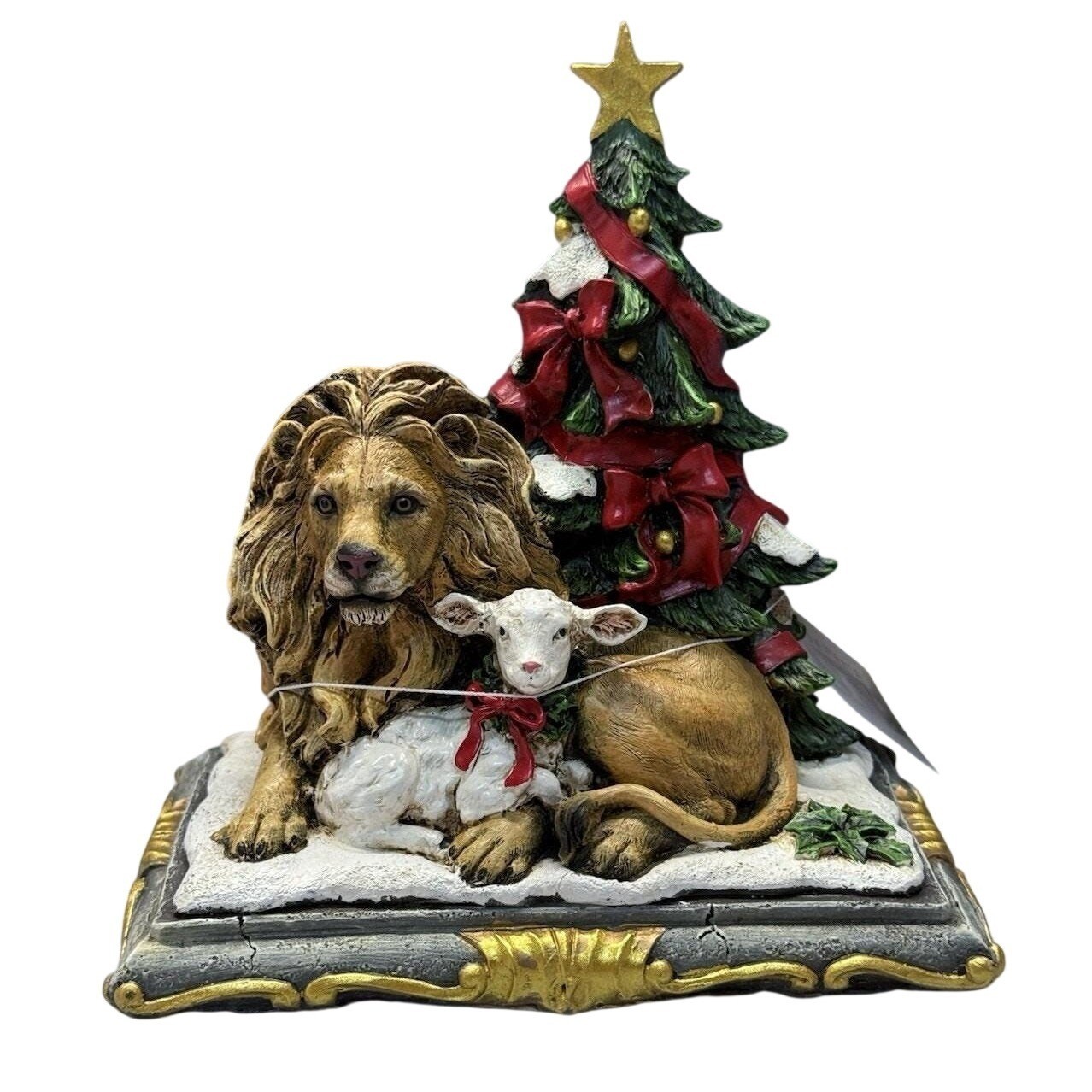 Joseph Studio Lion & Lamb Figurine 6.25in Tree Figure 31232 New In Box Religious