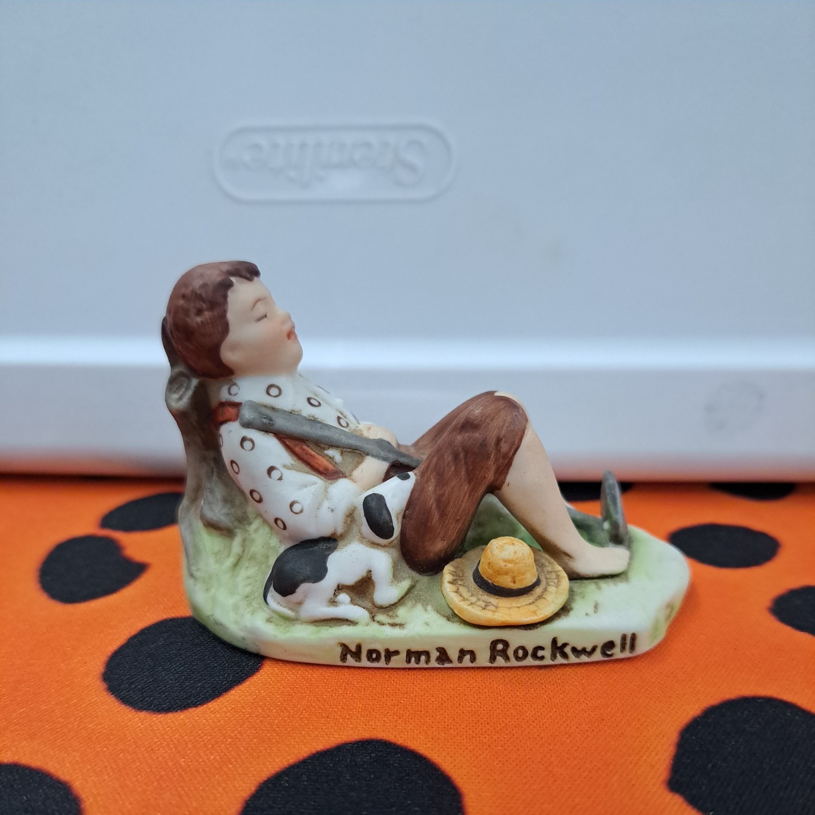 Norman Rockwell 1979 Miniature “Lazy Bones” & “Leap Frog” Figurine NR208 & NR209