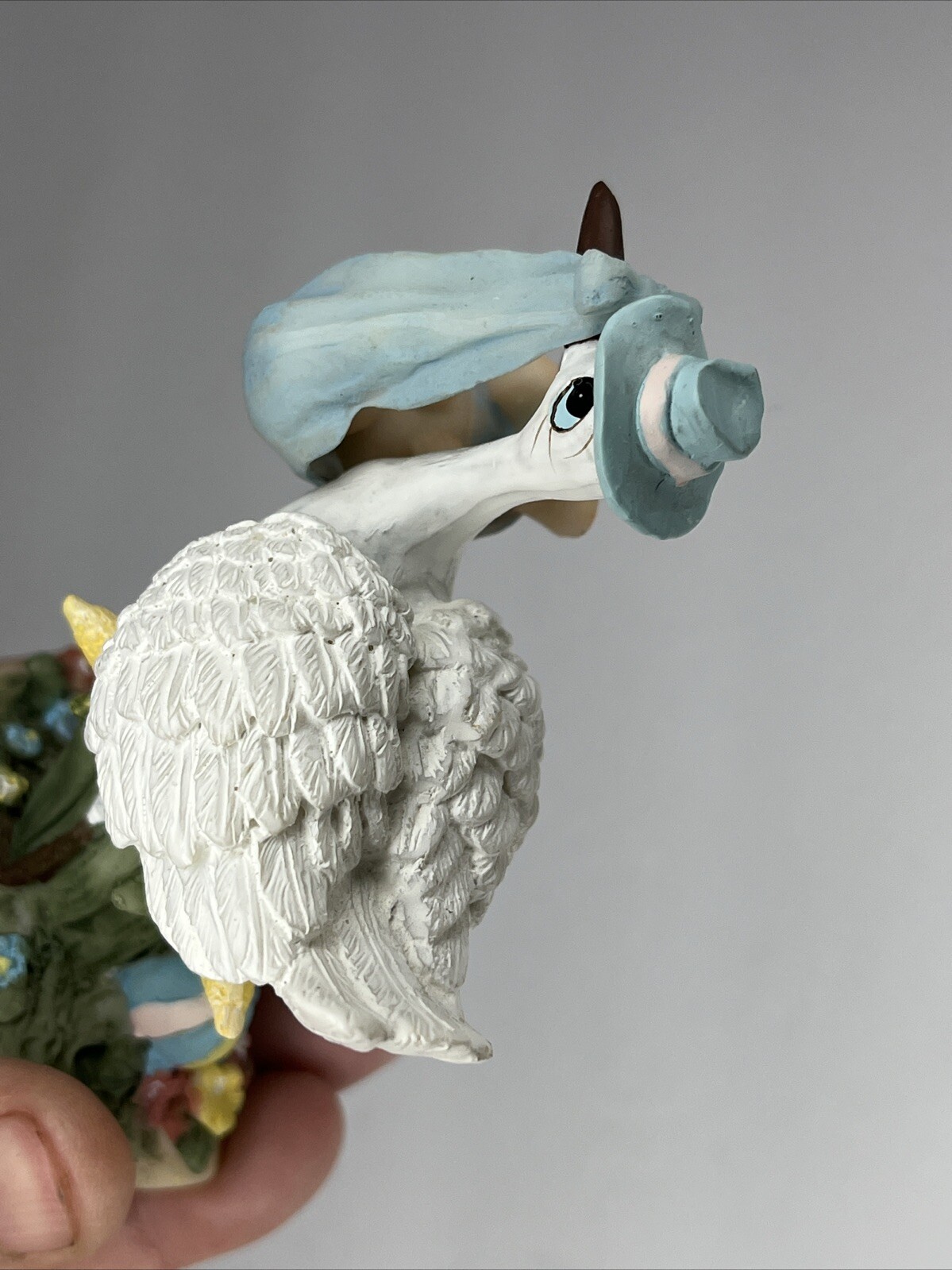 Vintage Shiah Yih Stork Bringing Baby Shower Ceramic Figurine Collectible Décor