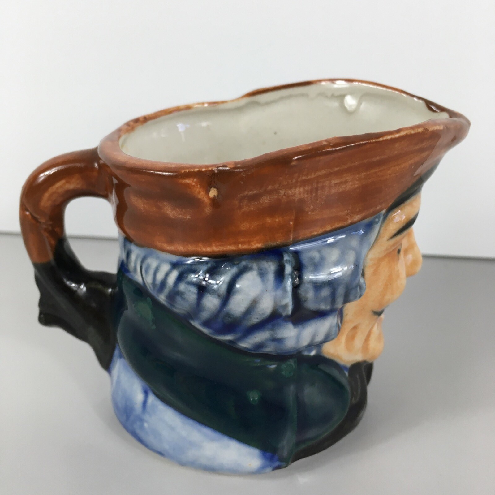 Occupied Japan Pirate Toby Mug Character Face Jug Blue Hair Black Moustache VTG