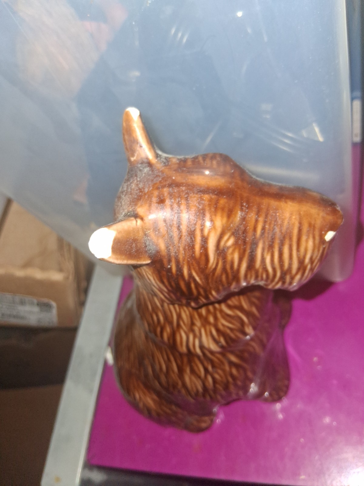 Vimtage Brown Glazed Ceramic Scottish Terrier Dog Figurine Statue Animal 1930s