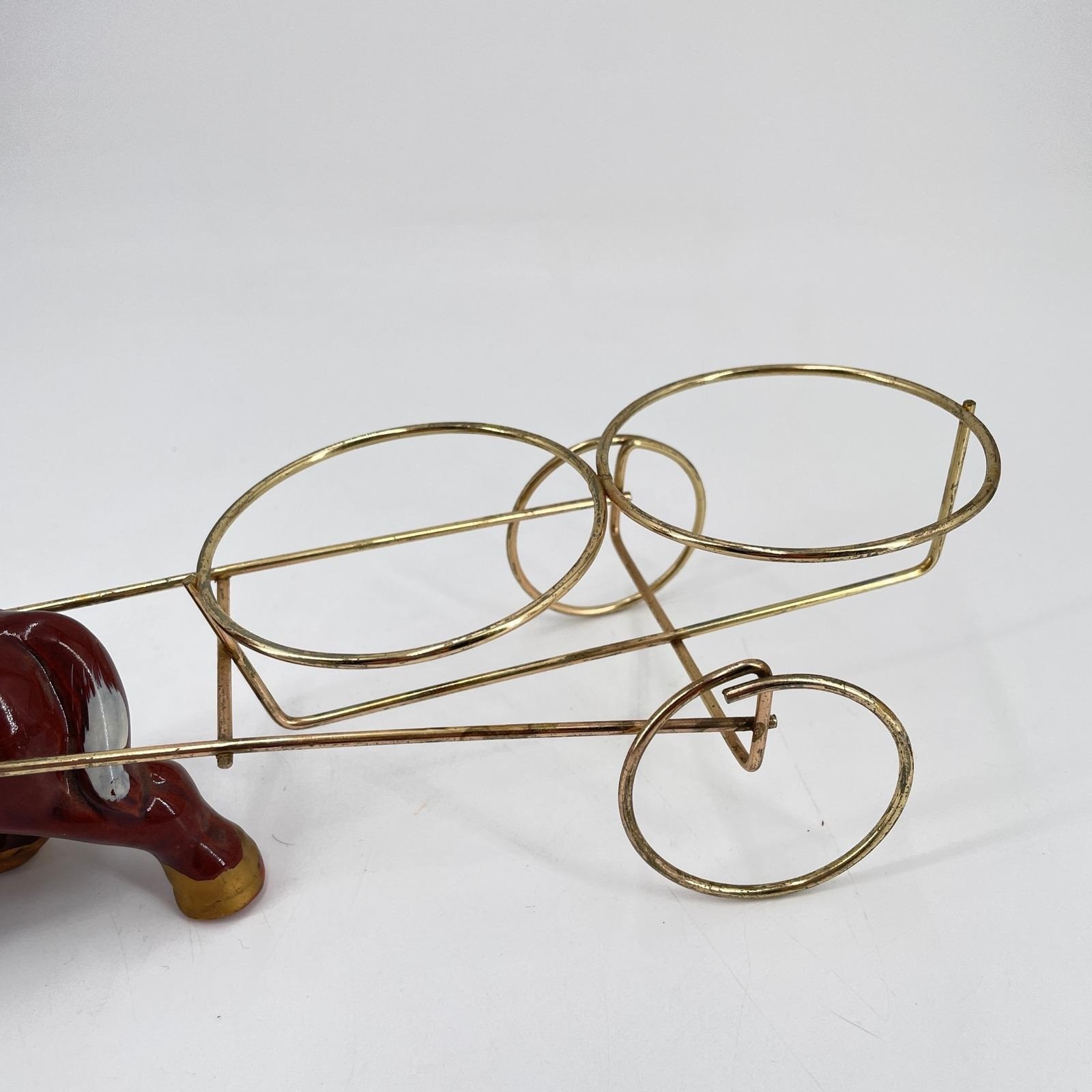 Vtg Ceramic Donkey Figurine Metal Basket Cart Salt Pepper Condiment Caddy