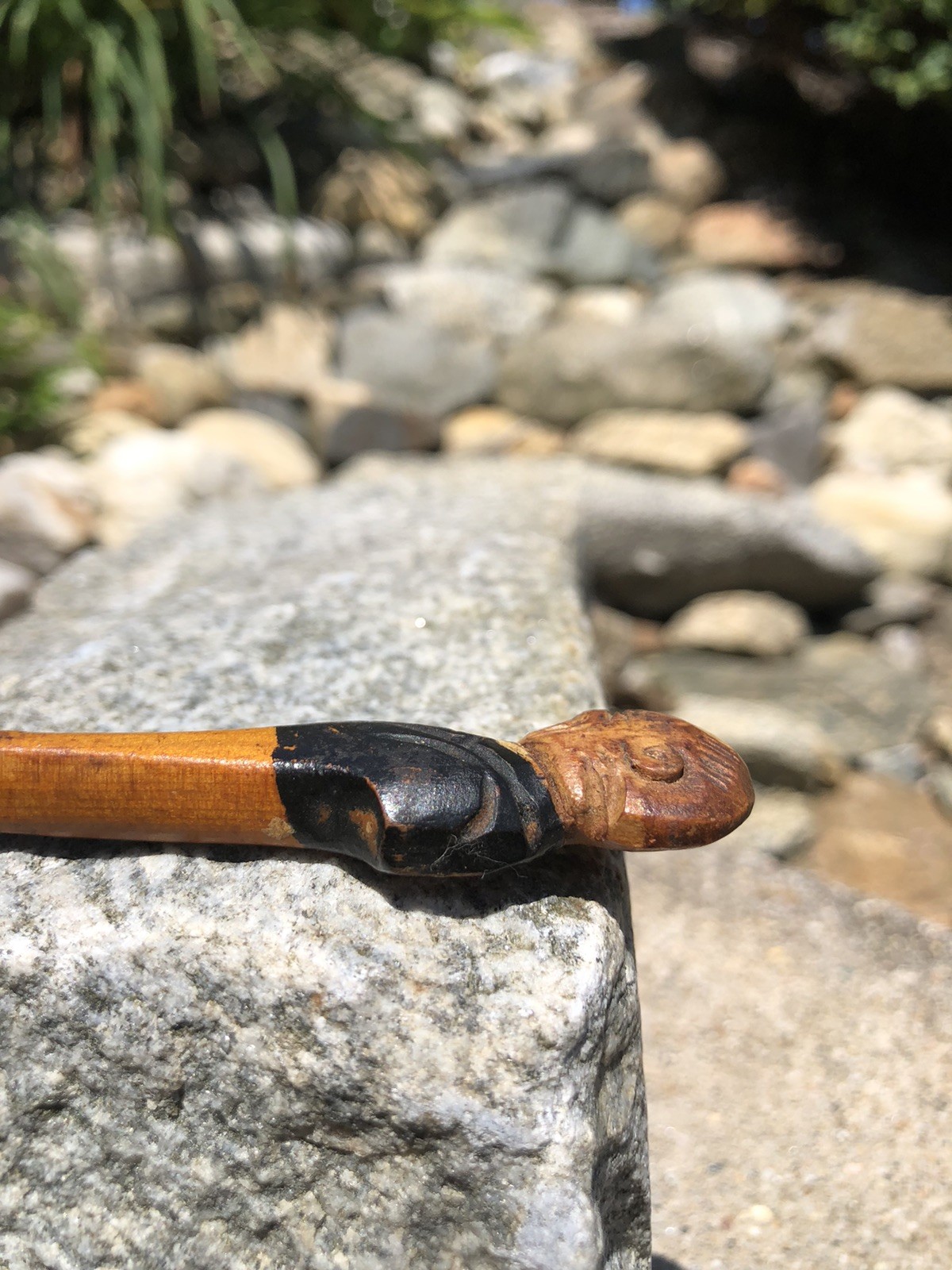 Antique Anri Hand Carved Painted Wood Man Mini Sugar Spoon
