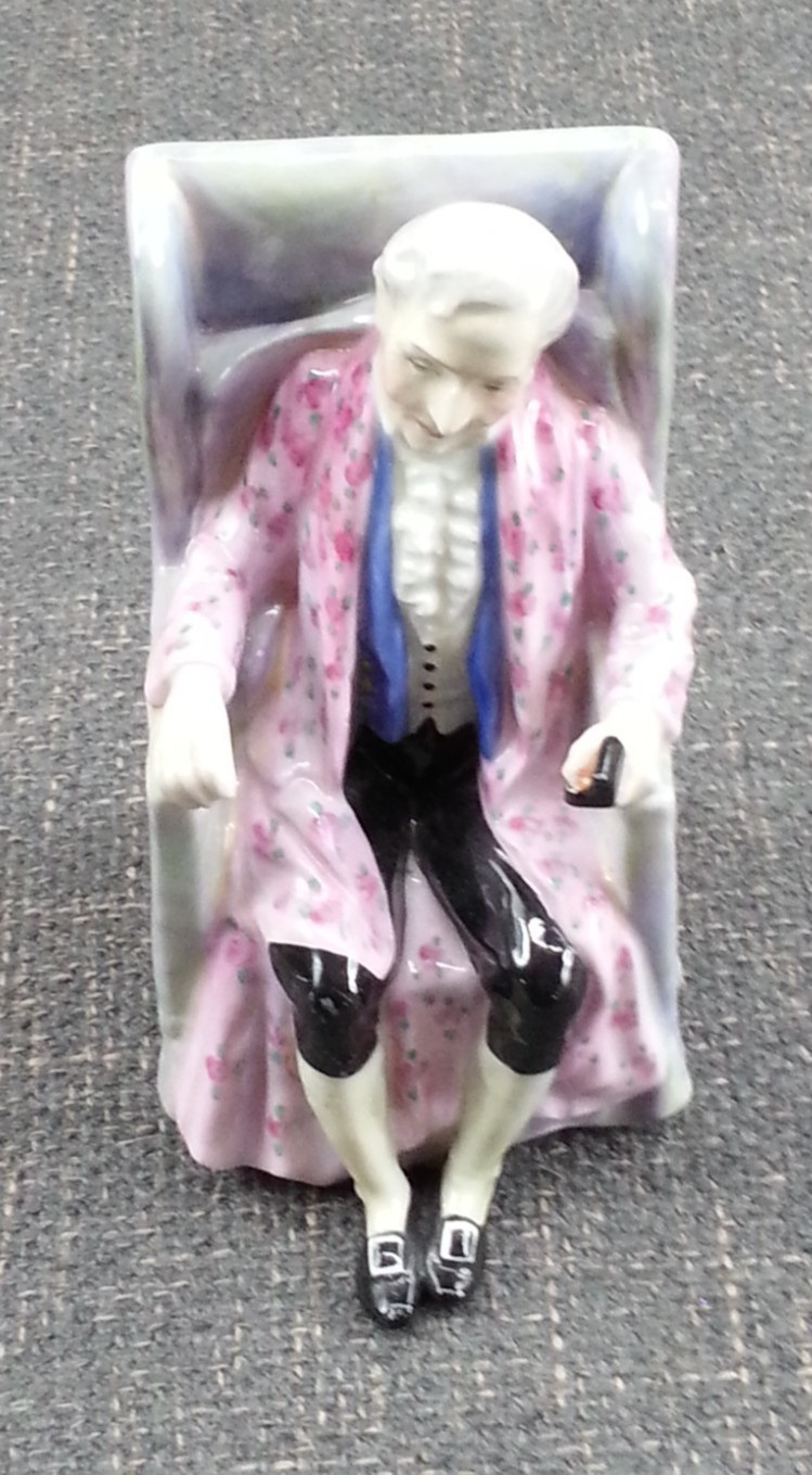 Vintage Royal Doulton Porcelain Figurine Darby Sitting In Chair England