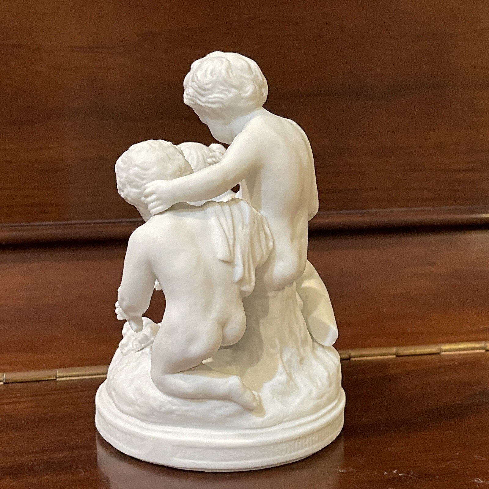 SEVRES Antique Original Signed Porcelain Bisque Figurine children putti stick