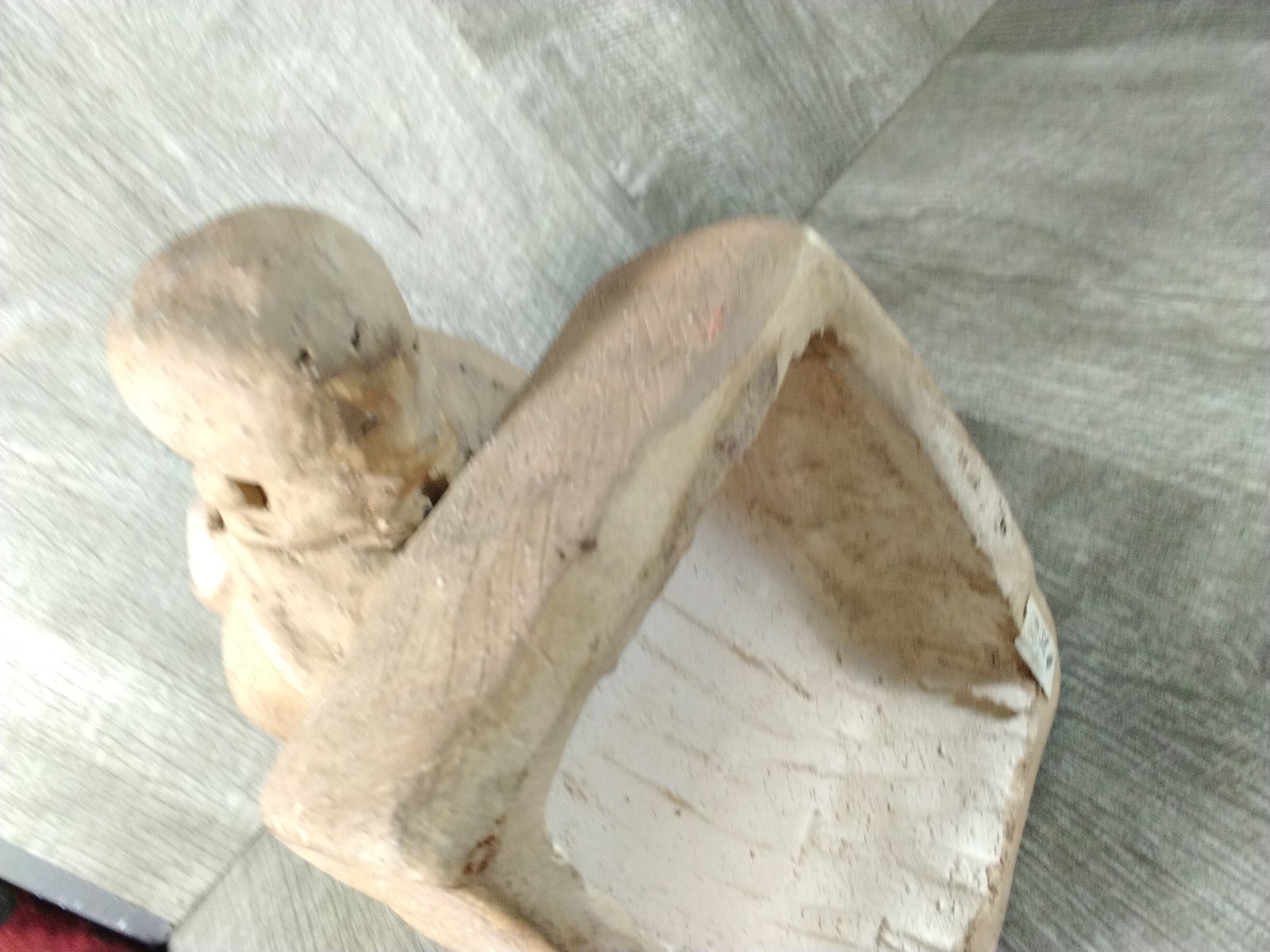 Vintage Sculpture Woman & Child White Clay Brown Surface Coat, 6 3/4″ H X 7″ W