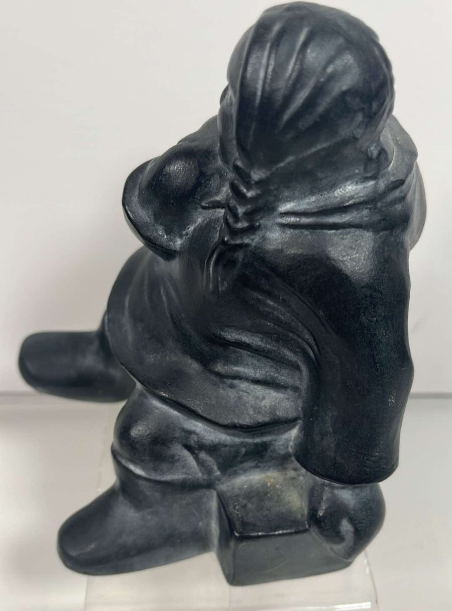 Inuit Figurine Mother Child Sculpture 5.5″ Signed Canada Handmade VTG
