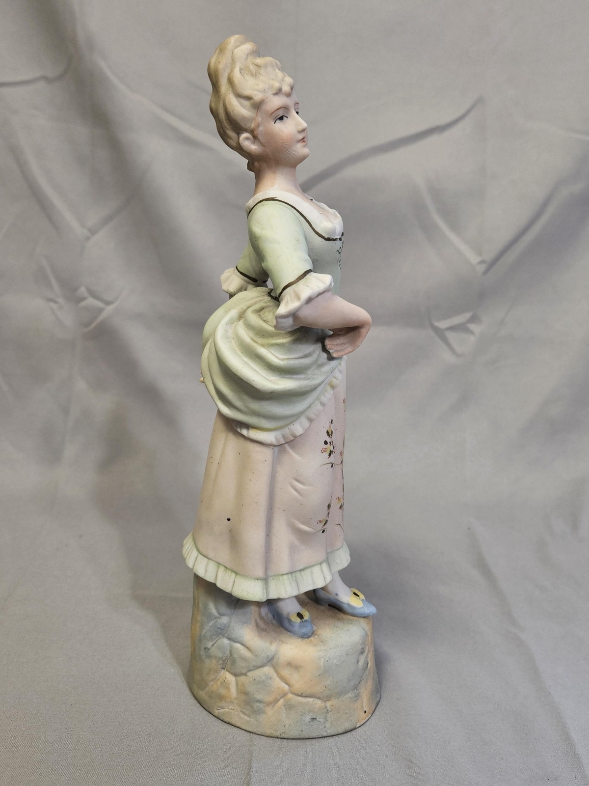 Vintage Occupied Japan Porcelain Woman Figurine Victorian Dress Multicolor