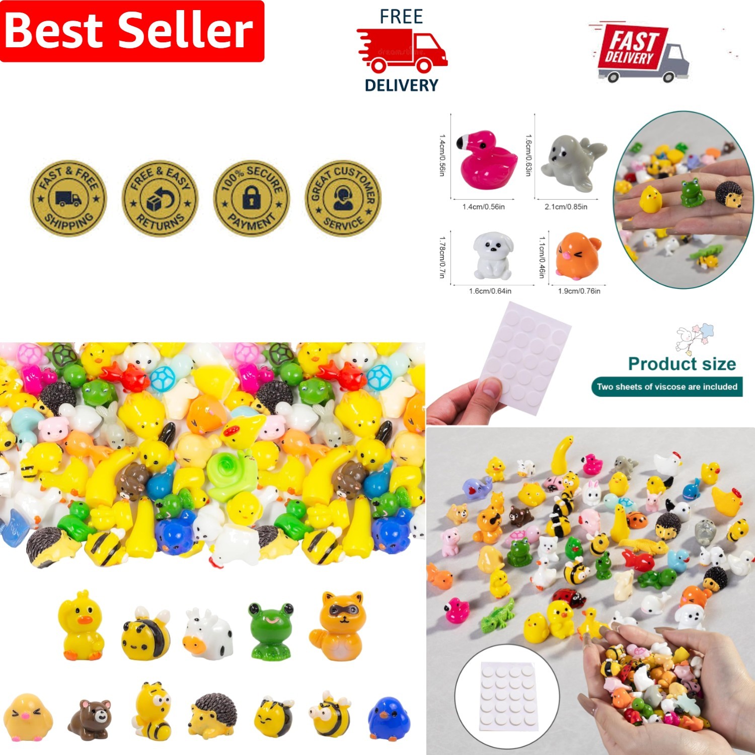 High-Quality 60pcs Solid Color Animal Figurines for Creative Displays