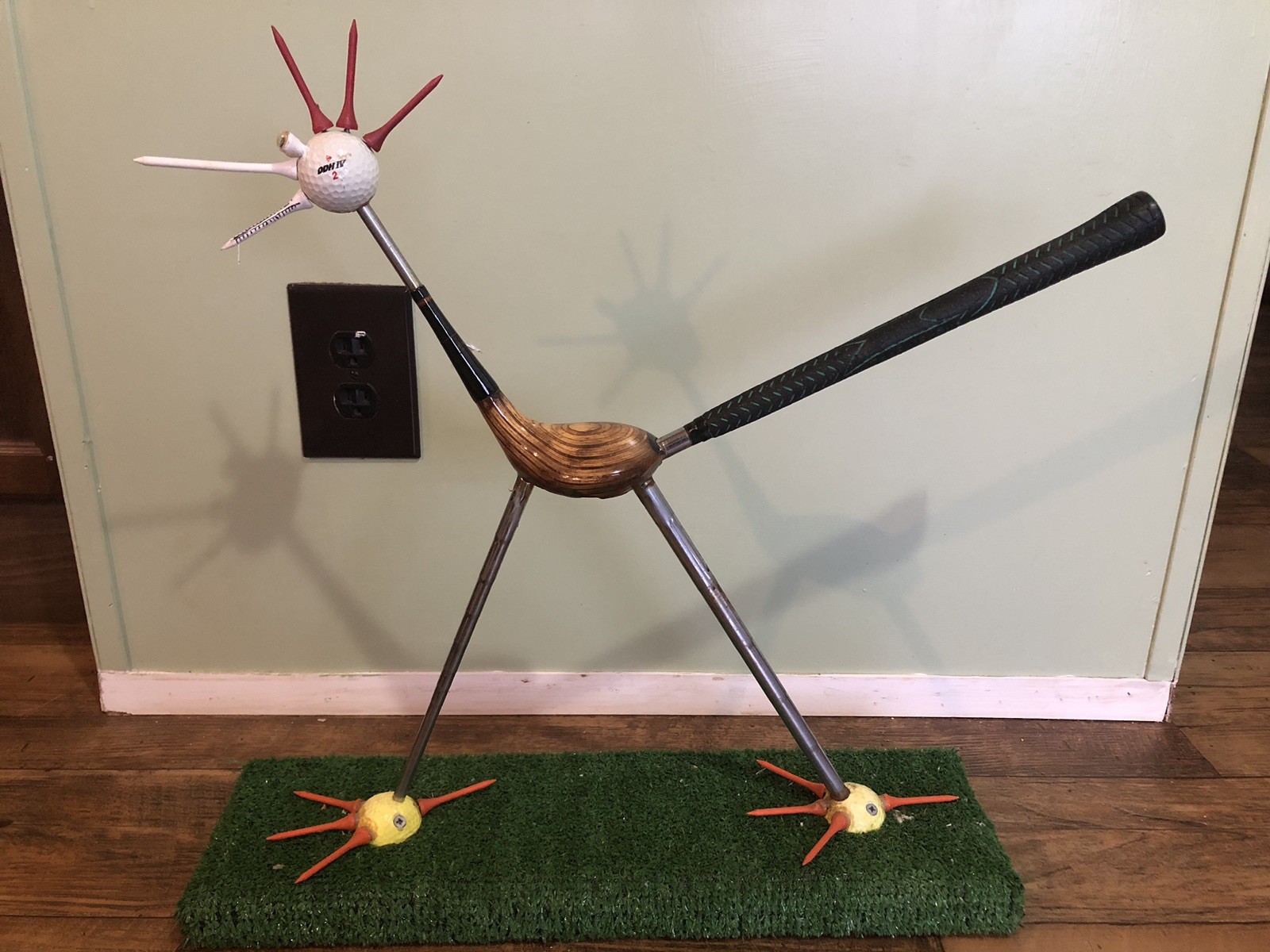 Golf Club Road Runner Folk Art Figure Statue Quirky Homemade Gag Gift Man Cave