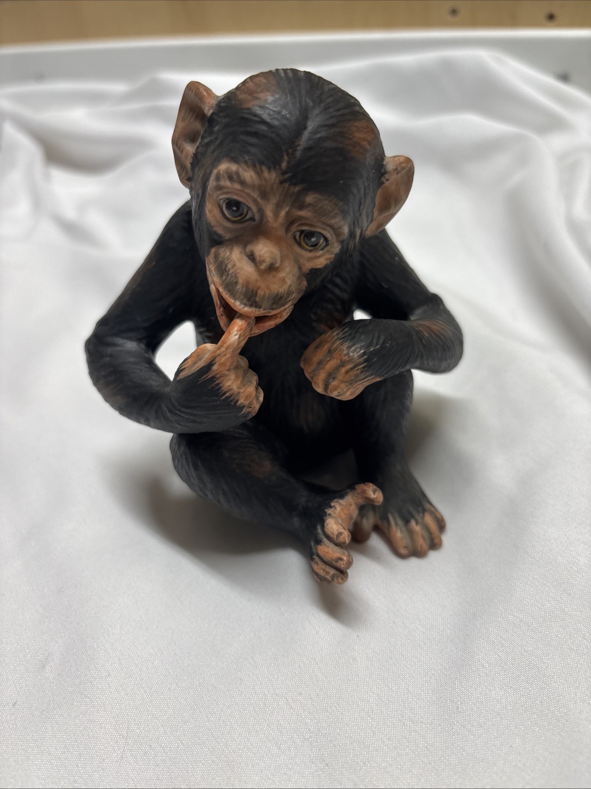 Vintage Roger J Brown Porcelain Baby Chimpanzee Figurine Collectible, 1981