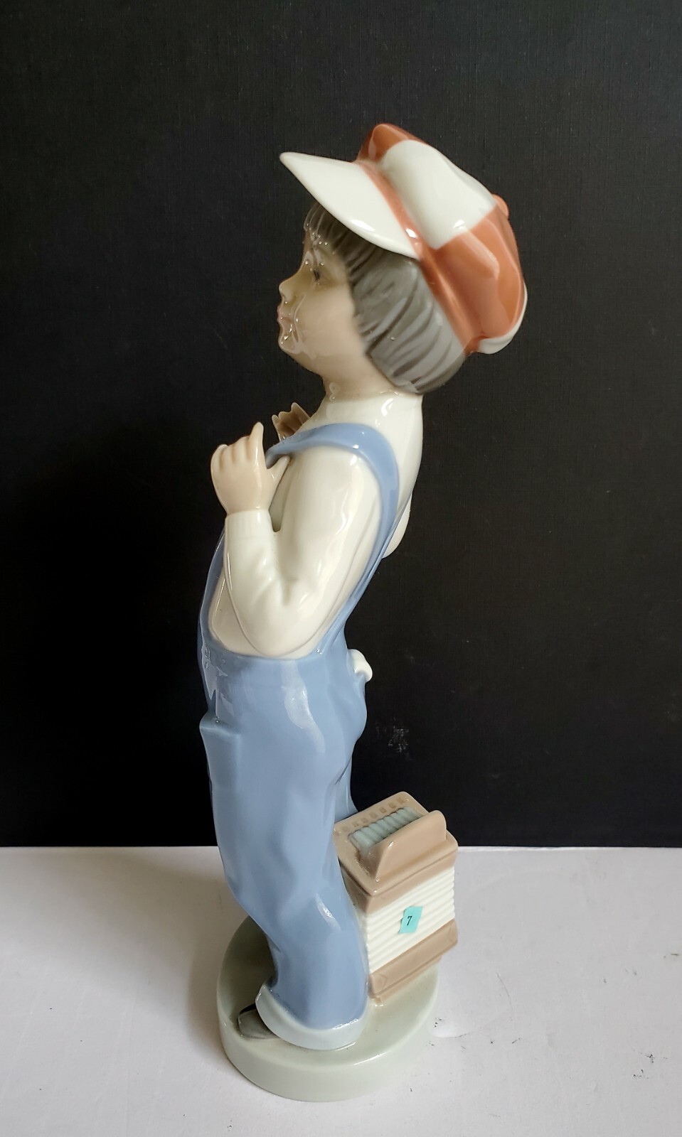 LLADRO Porcelain Boy From Madrid – 8.5″ Boy in Overalls with Accordion #4898