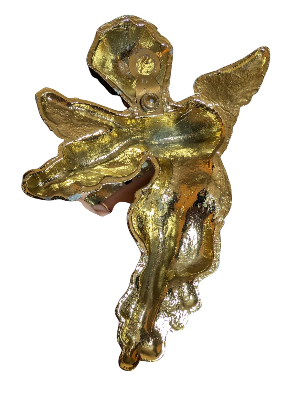 Vtg Pair Gold Tone Metal Cherub Angel Music Instrument Baroque Hollywood Regency