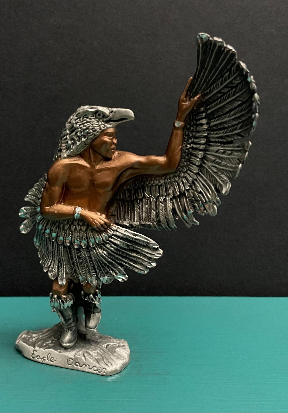 Masterworks MWFP Pewter Native American Indian Shaman Eagle Feather Figurine