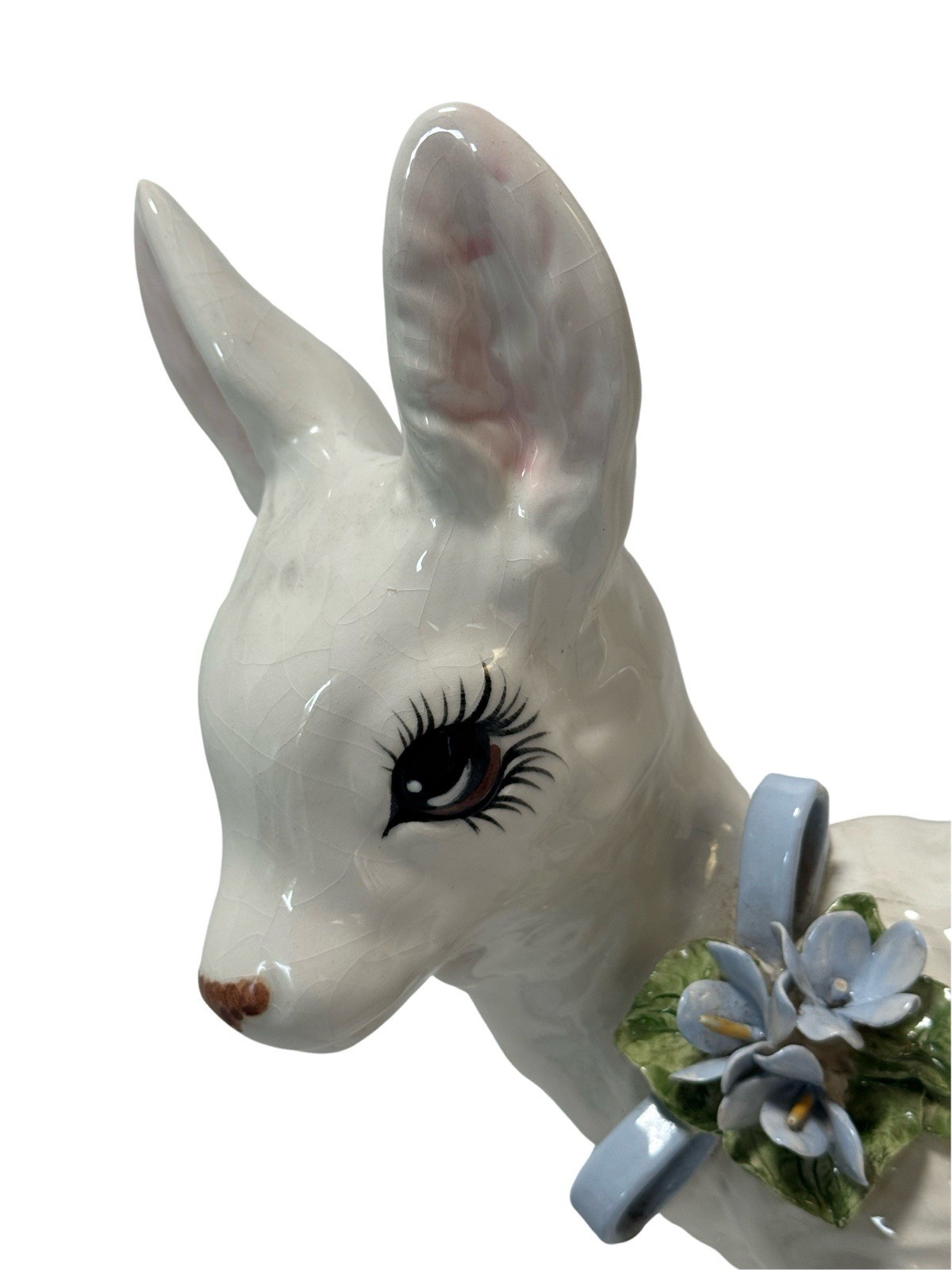 Rare Vintage Kitsch White Fawn Deer Figurine 15.5” Tall Handpainted Anamorphic