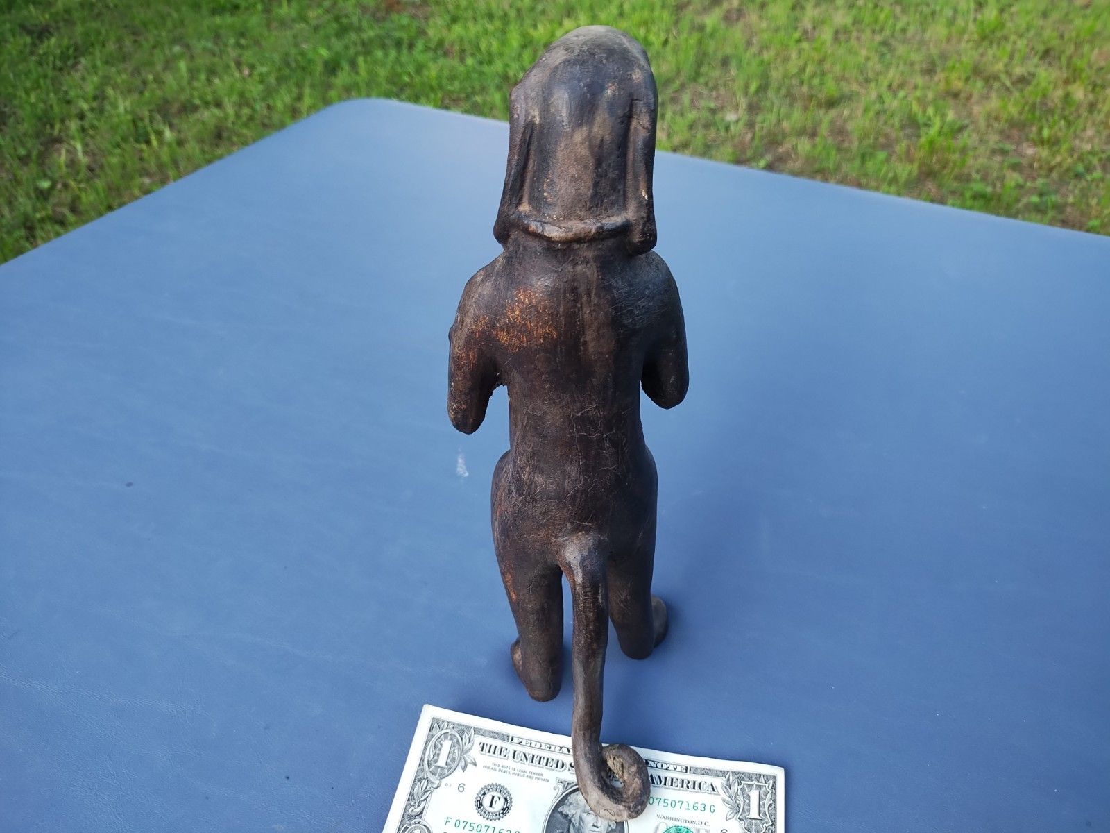 Vintage Bronze Dog Butler Holding Tray 11″