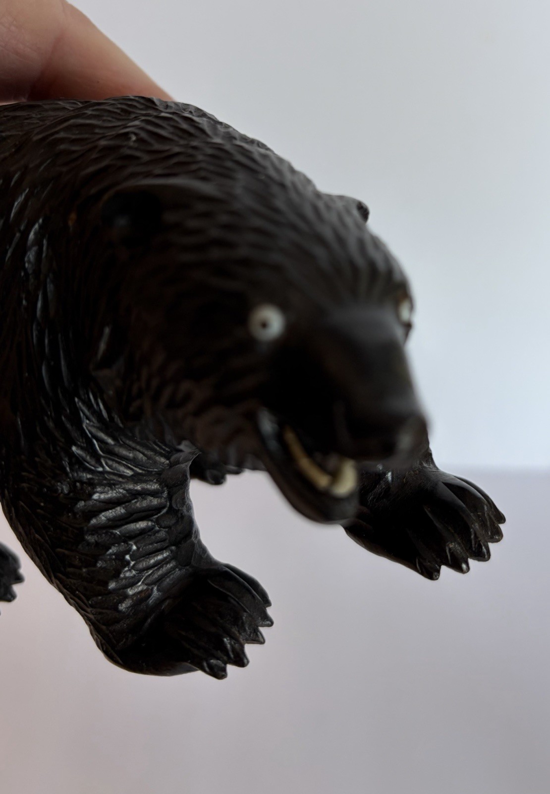 Hand-Carved Wooden Strolling Bear Figurine Brienz 1920s Switzerland Vintage