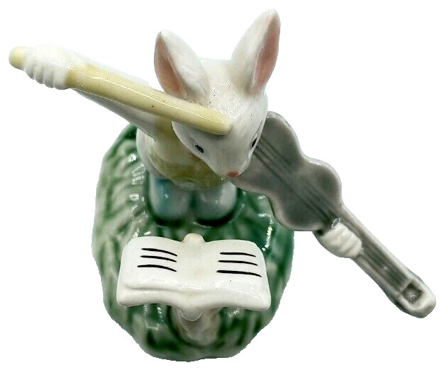 Vintage Anthropomorphic Bunny Rabbit Violinist Porcelain Single Figurine 3″H