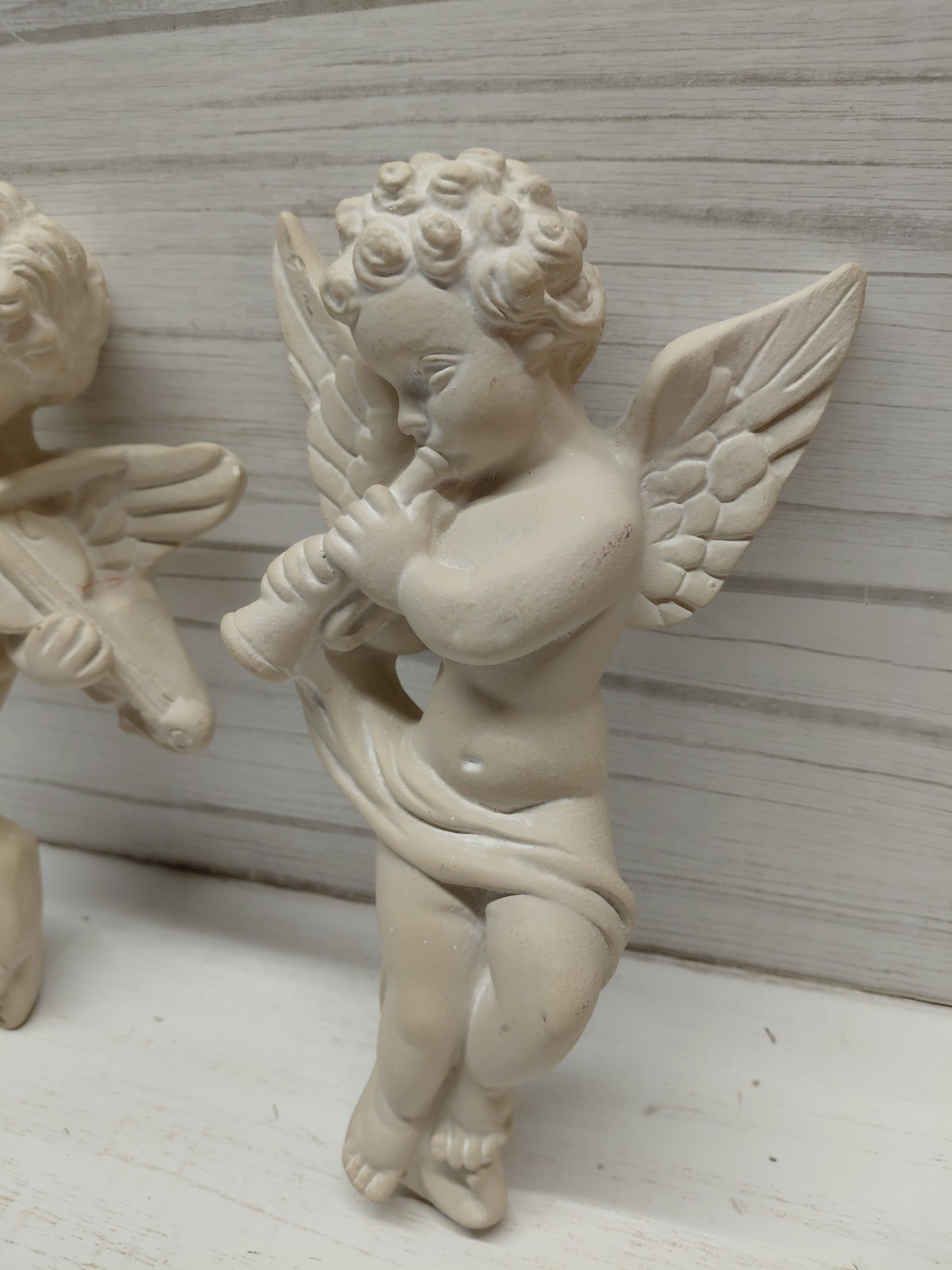 Chalkware Angel Cherub Wall Hanging Vintage Whimsical 10 In.