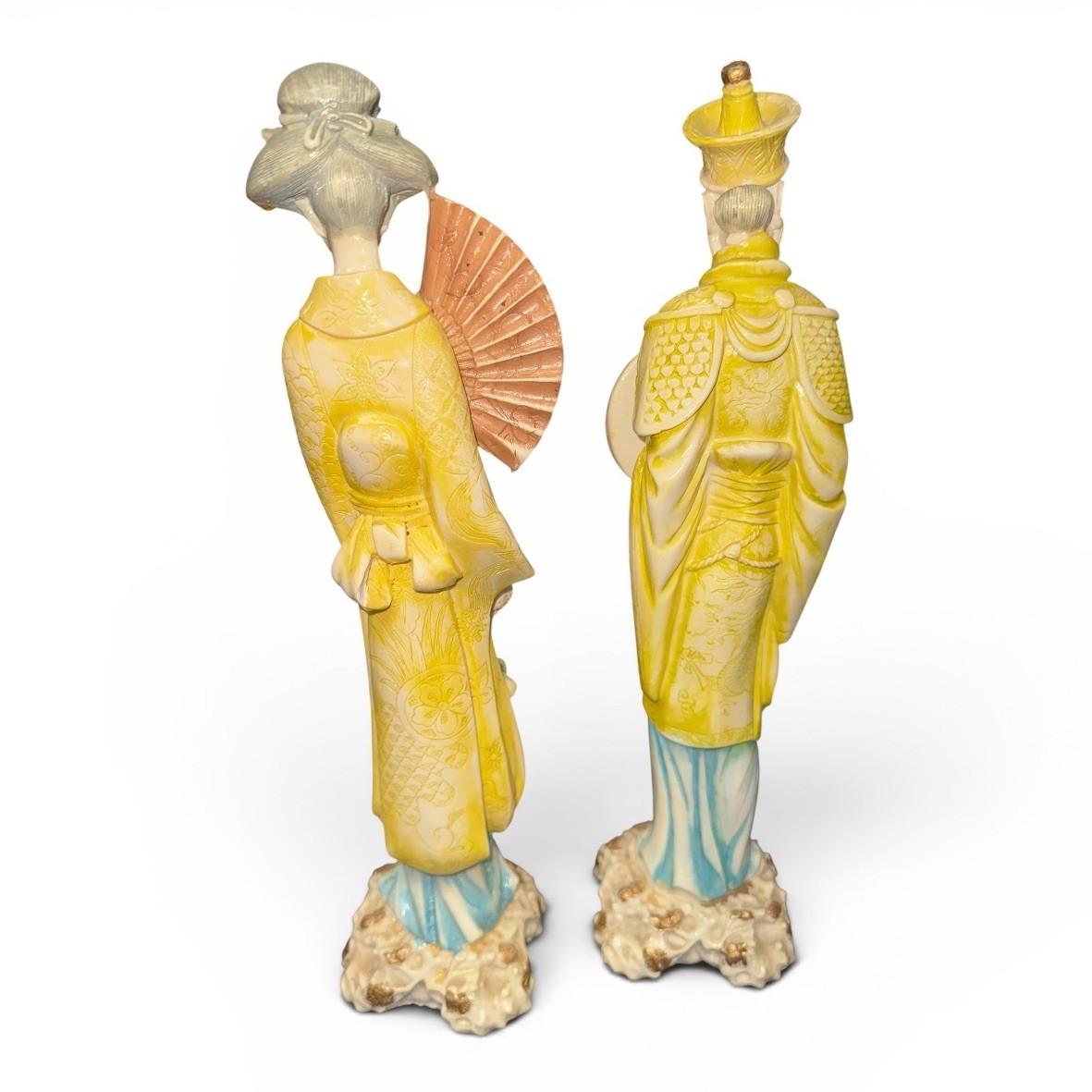 Vintage Norleans Italy 14″ Chinese Emperor & Empress Figurines -Chinoiserie Chic