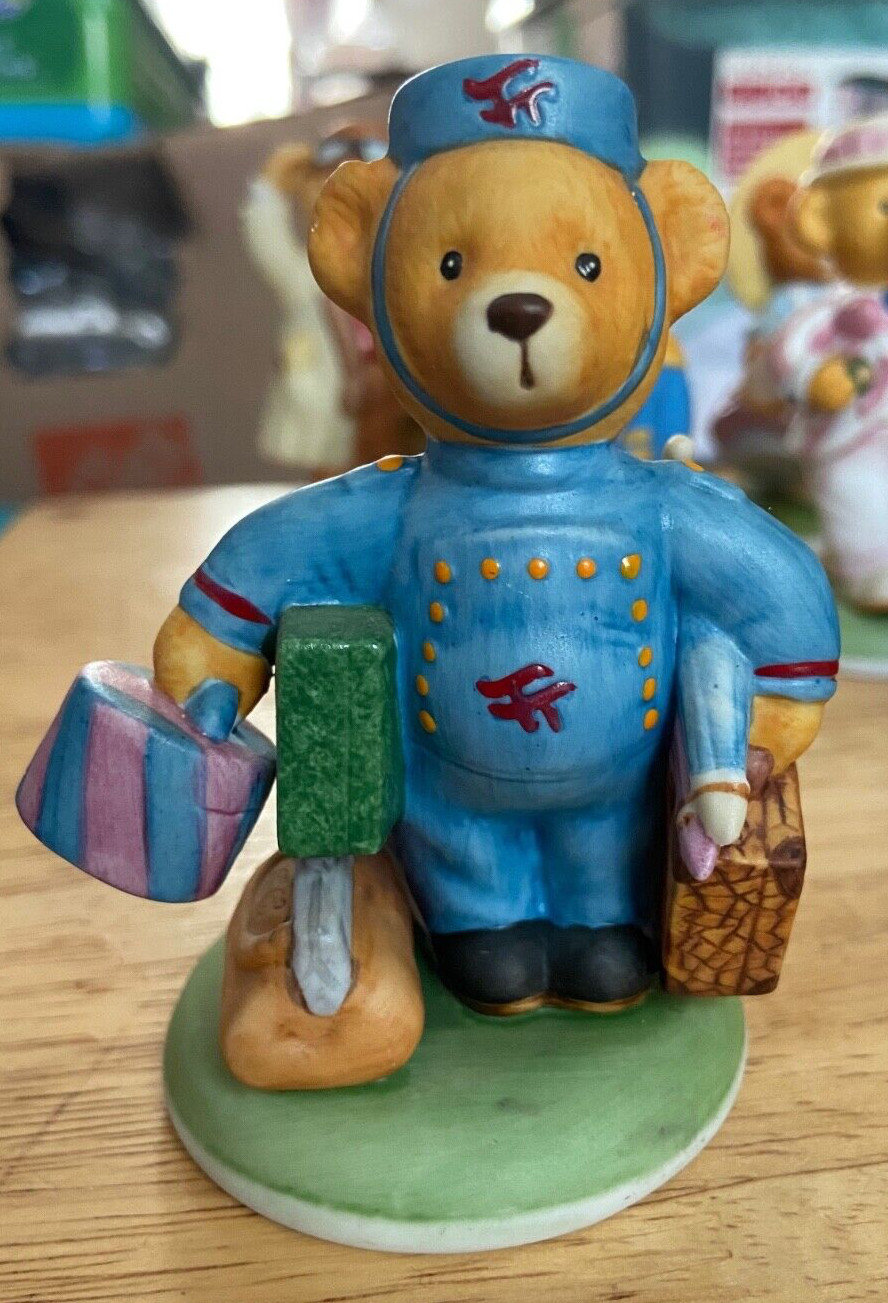 Max Hotel Teddington Bear Figurine By Franklin Mint, Fine Porcelain, 1986