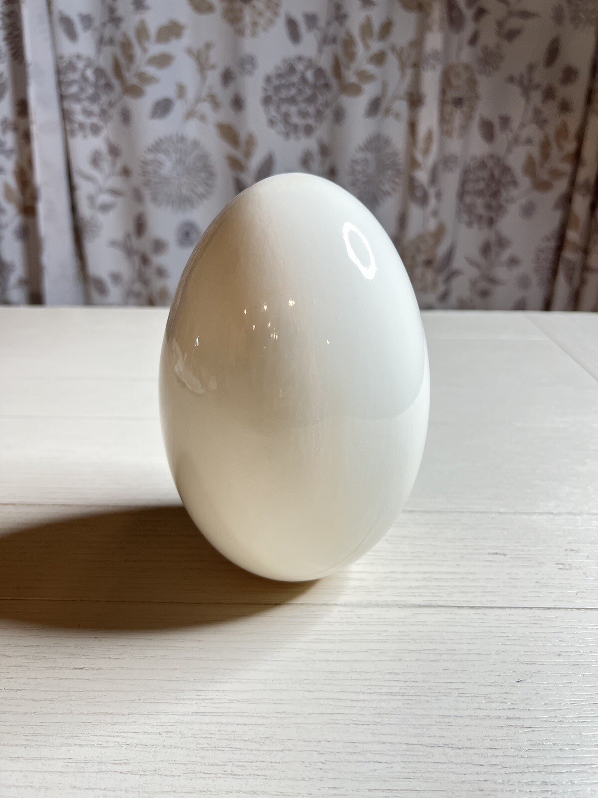 Large Vintage Porcelain Egg Flowers Signed H. Pine
