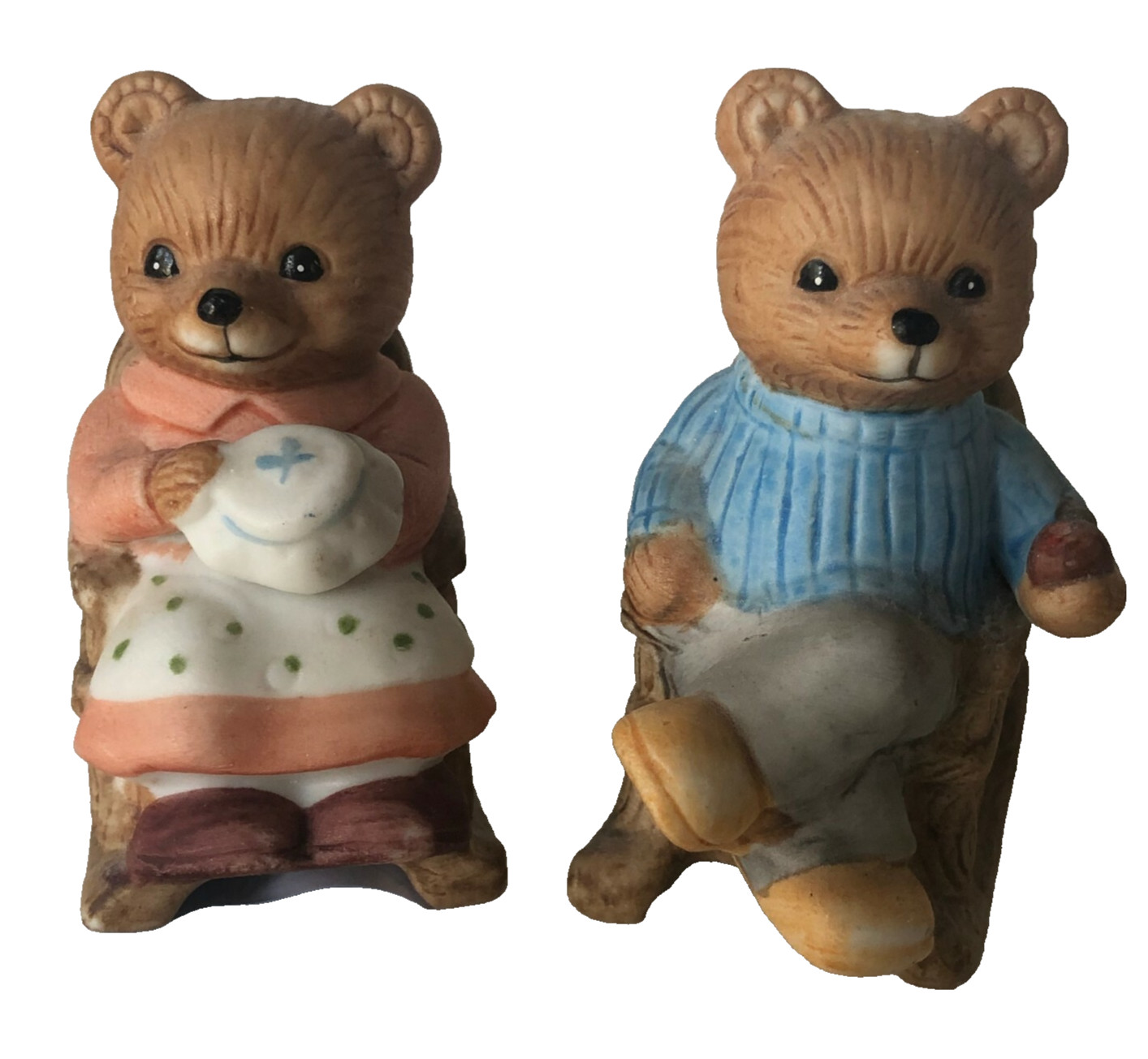 Vintage Homco Teddy Bear Figurine Porcelain 1470 Grandma Grandpa Grandparents 2″