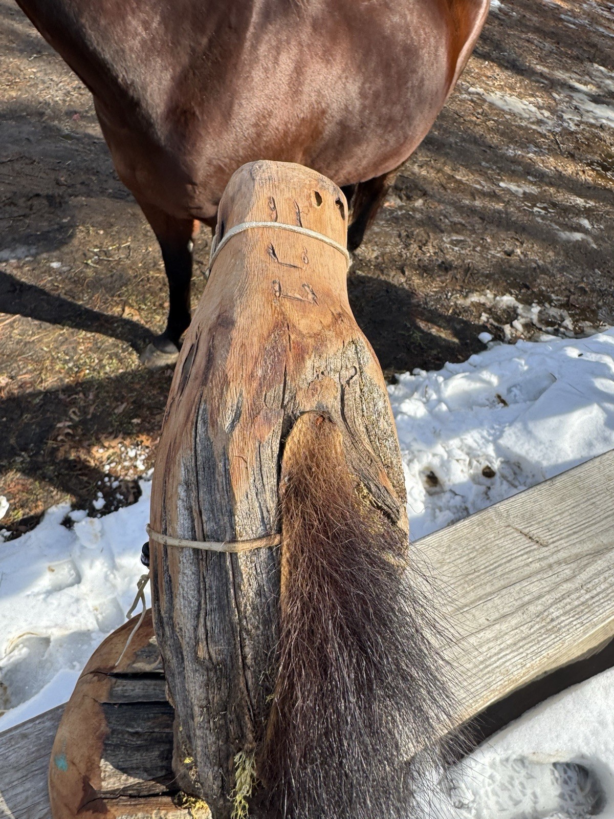 Horse Head Handmade Folk Art Driftwood Mounted Horse Head Native