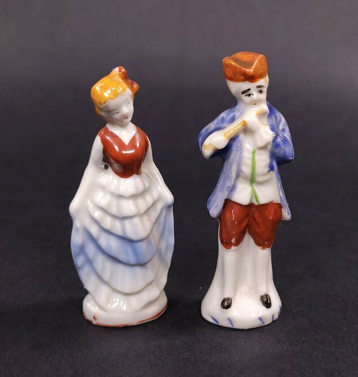 Colonial Man and Lady Porcelain Figurines Japan Vintage Set of 2