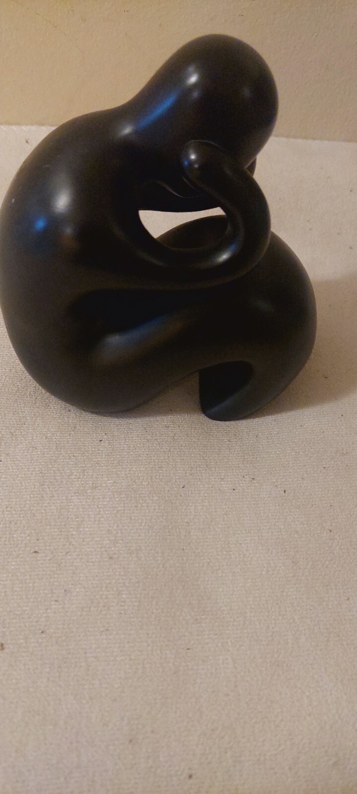 STONE SCUPLTURE- Shona handcrafted, thinking man 6″x 5″ black antique