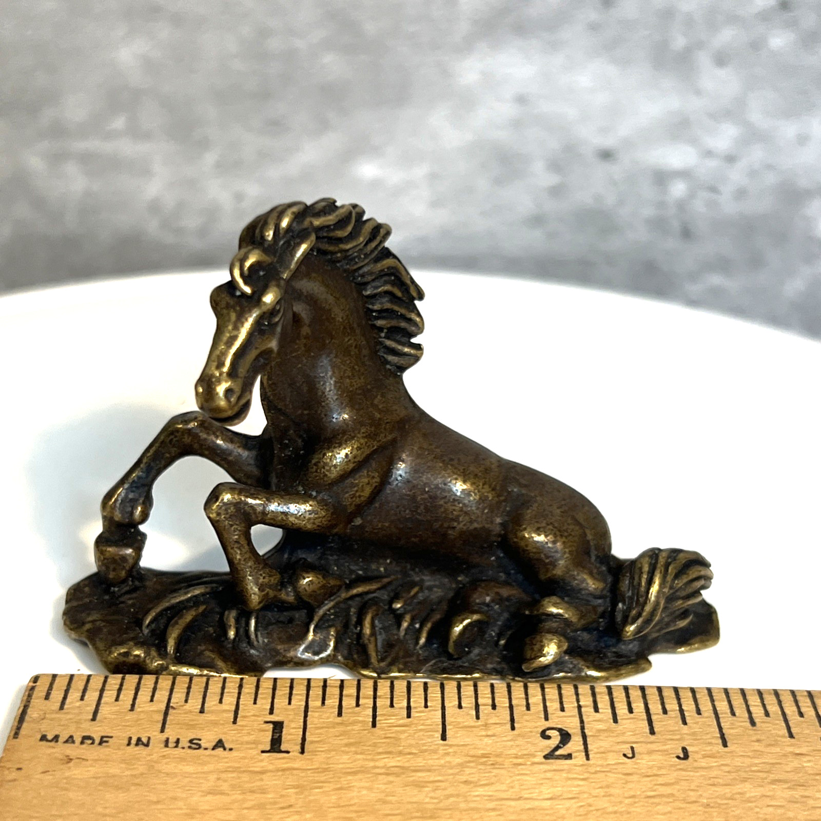 Vintage Solid Brass Horse Sculpture Figurine Small 2.5 Inches