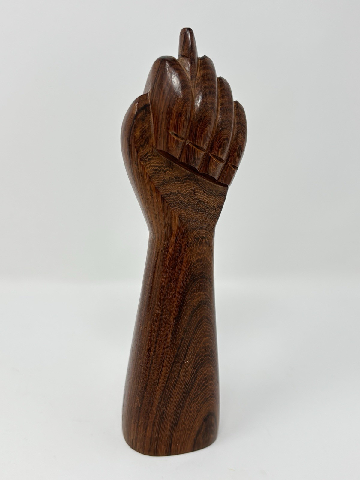 Vintage MCM Hand Carved WOOD Mano FIGA Fist Sculpture Protection Fortune 6″