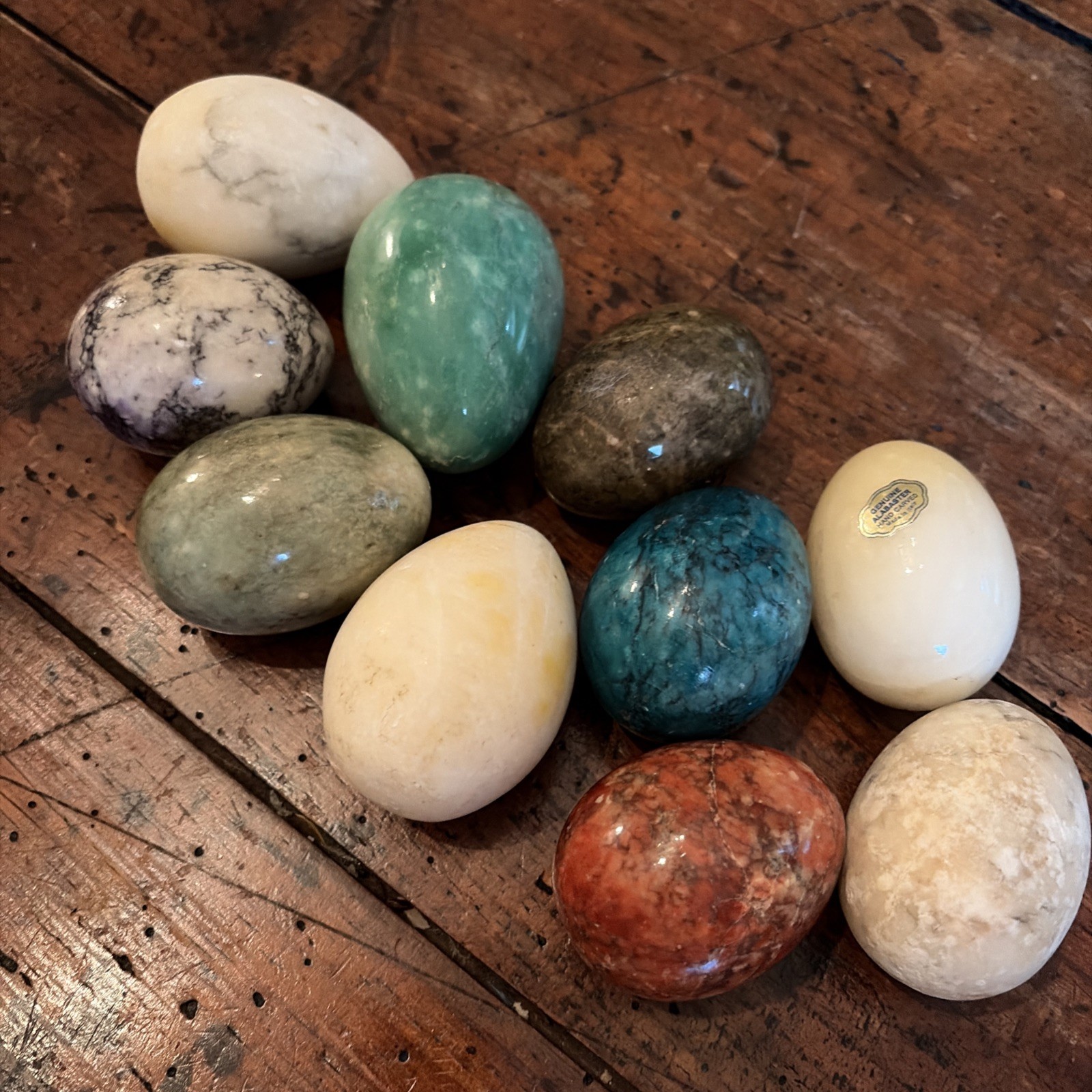 Vintage Decorative Stone Egg Collection Lot of 10 Alabaster Marble Onyx Eggs