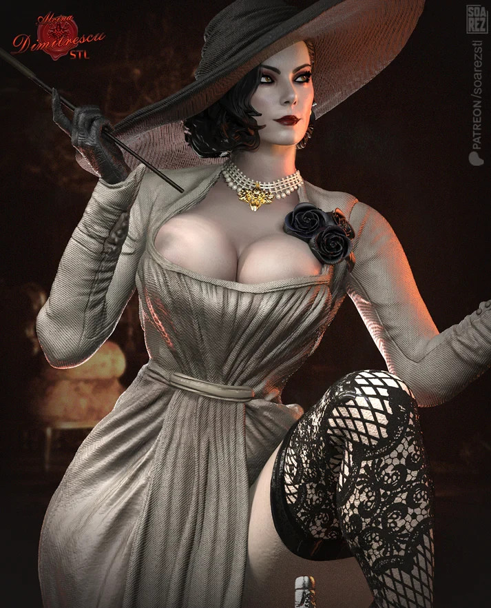 Lady Dimitrescu Figurine Resident Evil Hand Painted Model / DIY Kit 16pcs