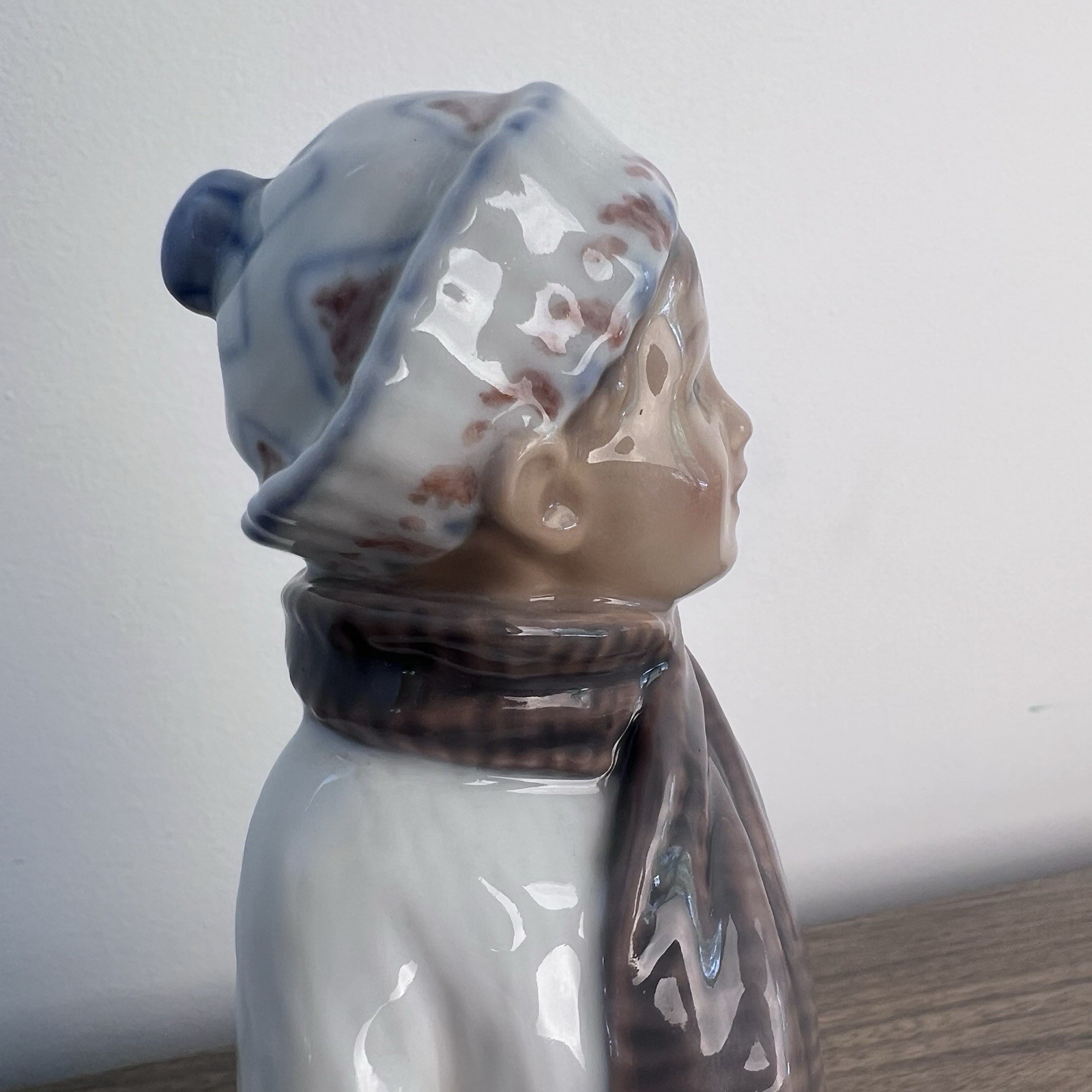 Vintage Dahl Jensen Denmark 1064 Boy in Winter Clothes Scarf Porcelain Figurine