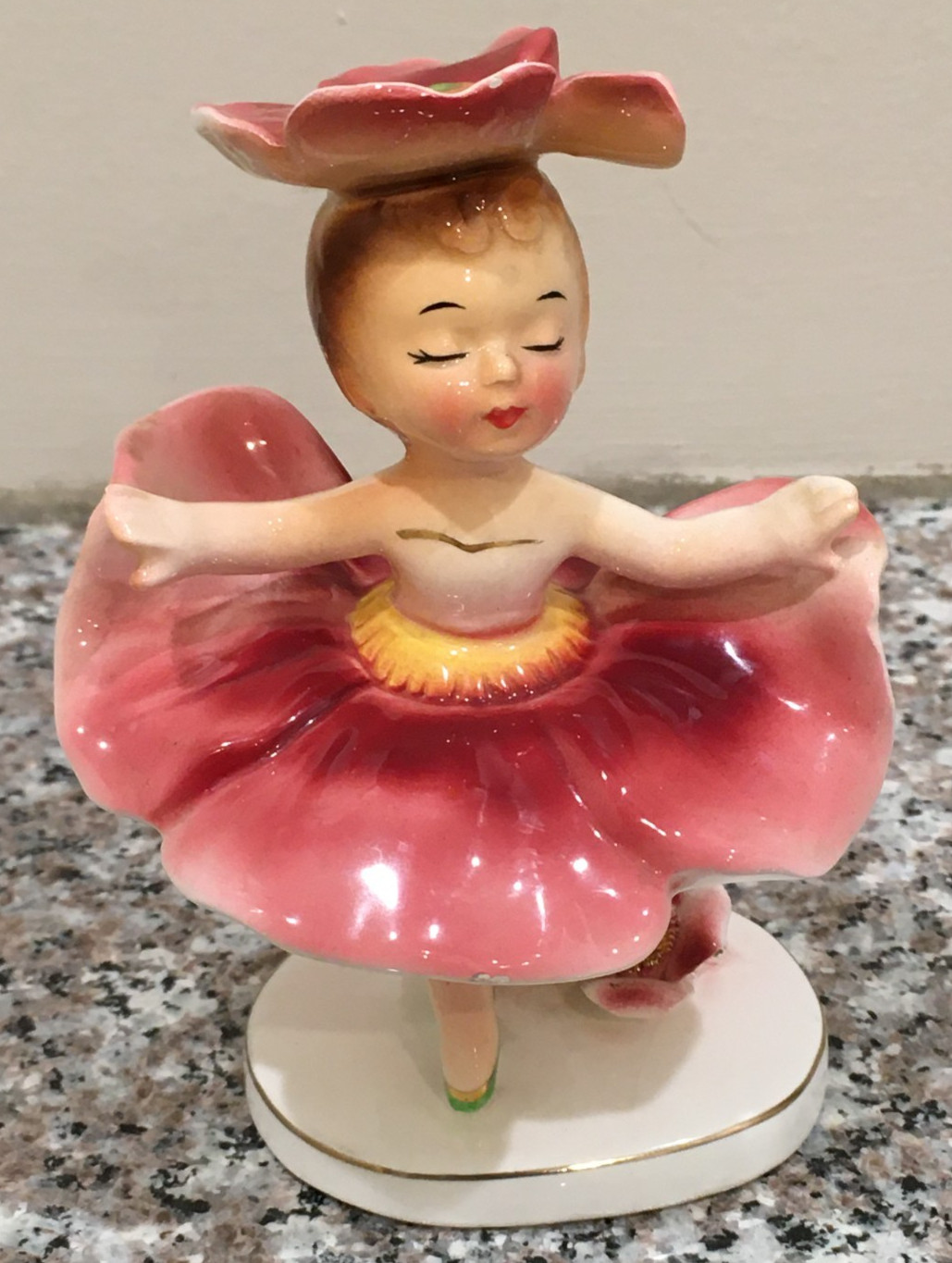 Vintage Geo Z Lefton 1957 Flower Ballerina Japan 595 Ceramic Figurine RARE!