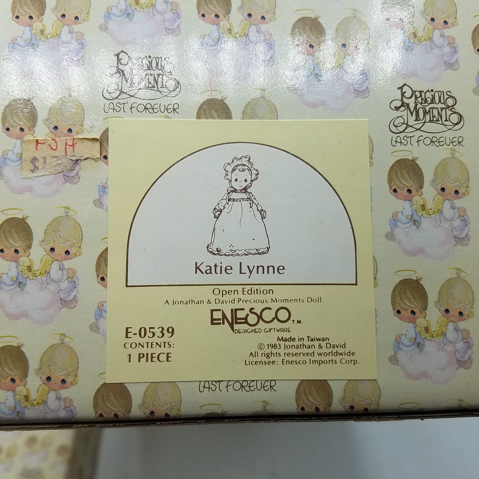 Precious Moments KATIE LYNNE Doll 1983 With Box Enesco Jonathon & David #E-0539
