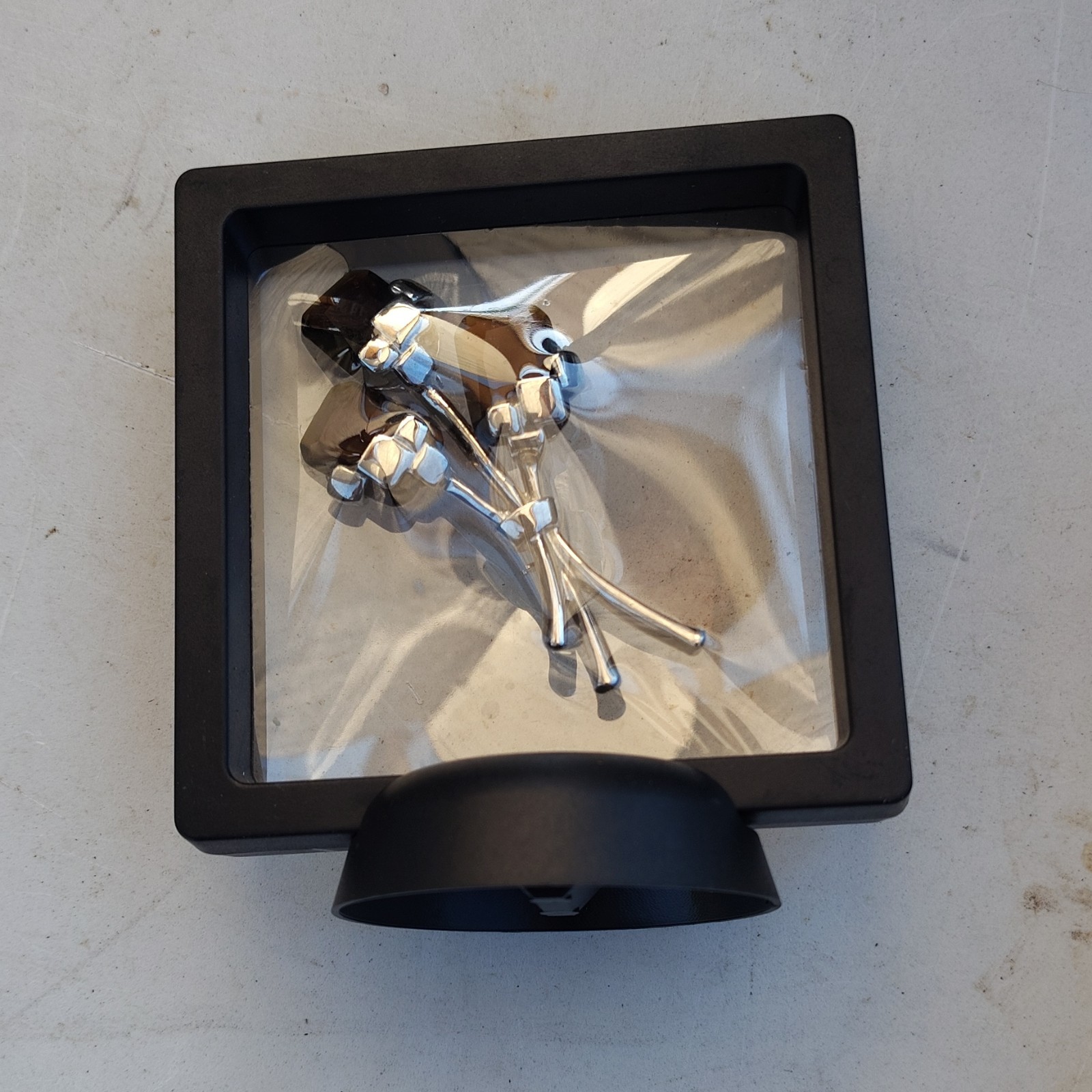 Silver Tone Metal Abstract Figurine Boxed in Black Display Box, Contemporary Art