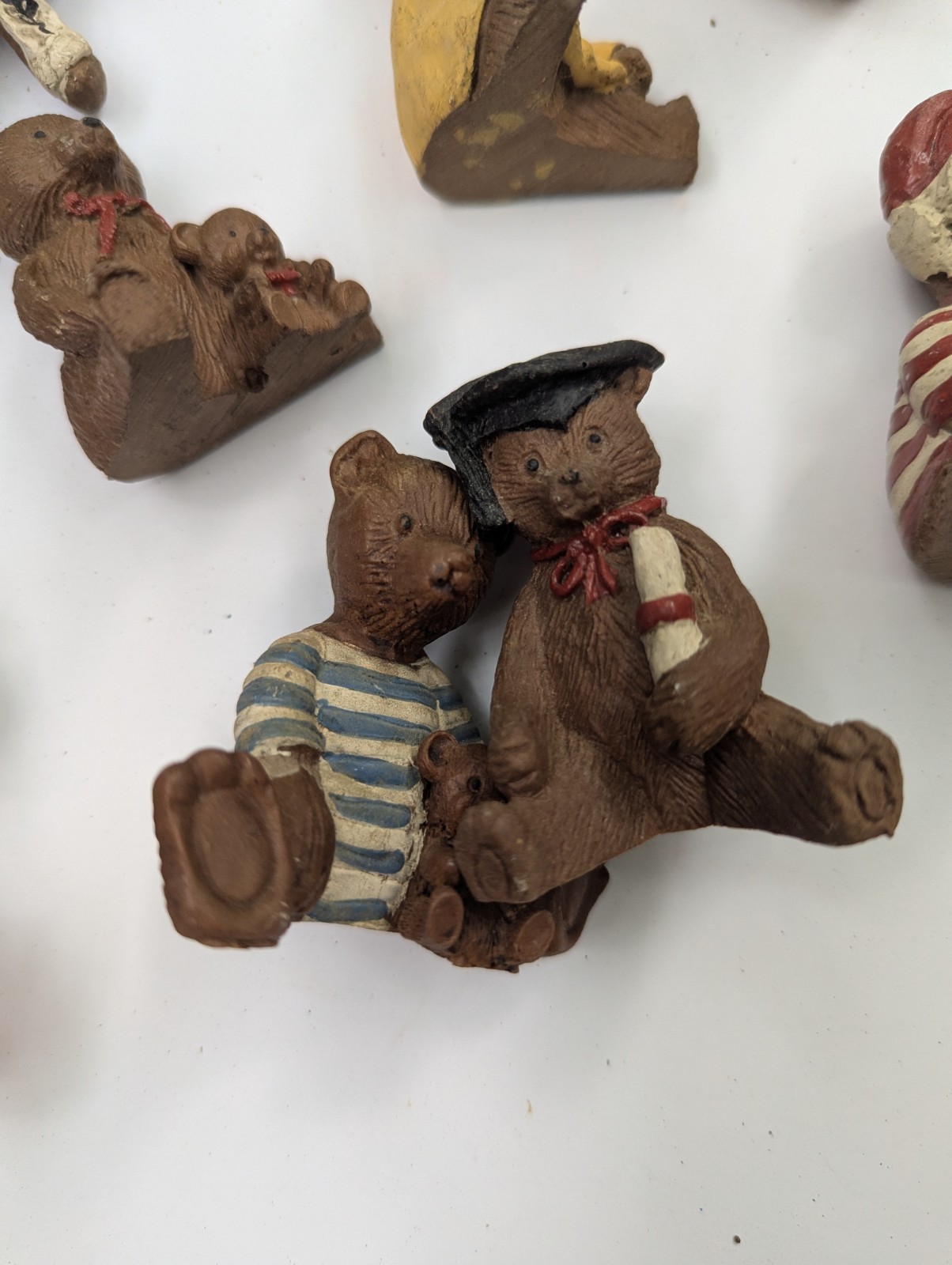Vintage Miniature 2″ Teddy Bear Figurine Composite Resin – Set of 15