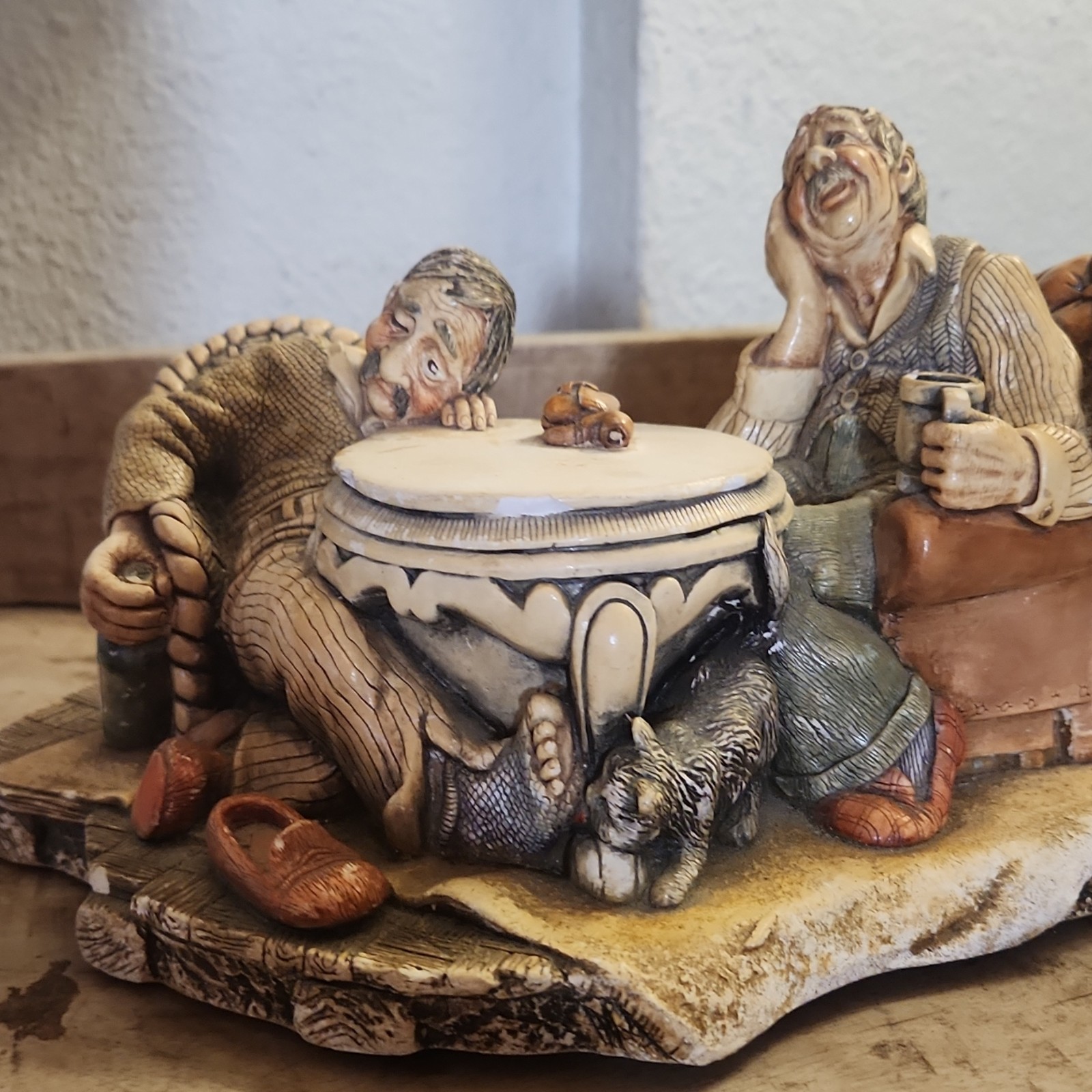 Naturecraft Hand Painted Stonecraft Figurine Old Pals 1981