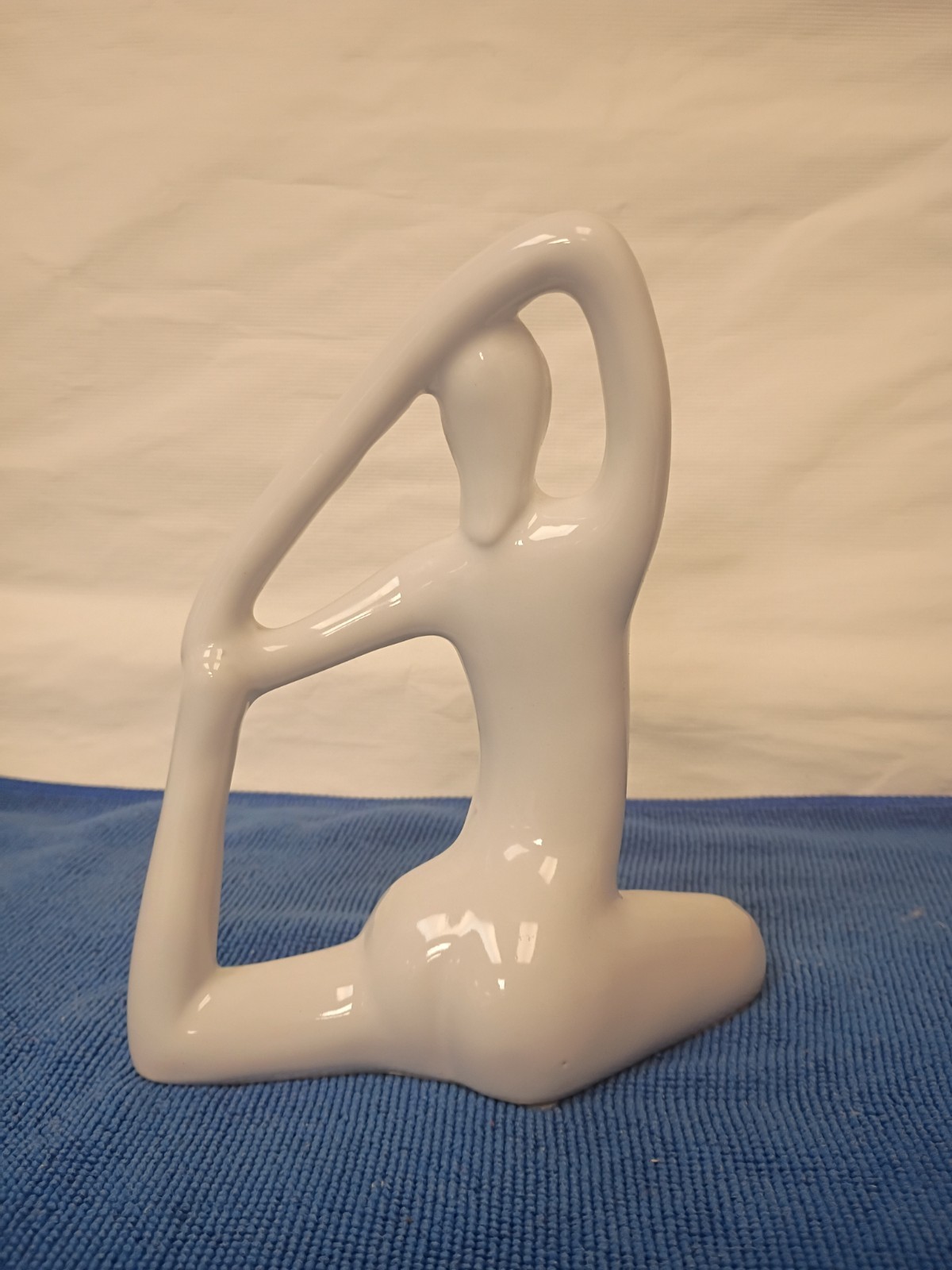 Ceramic Yoga Nude Woman Figurine White Modern Abstract Sculpture 8 in x 6 in