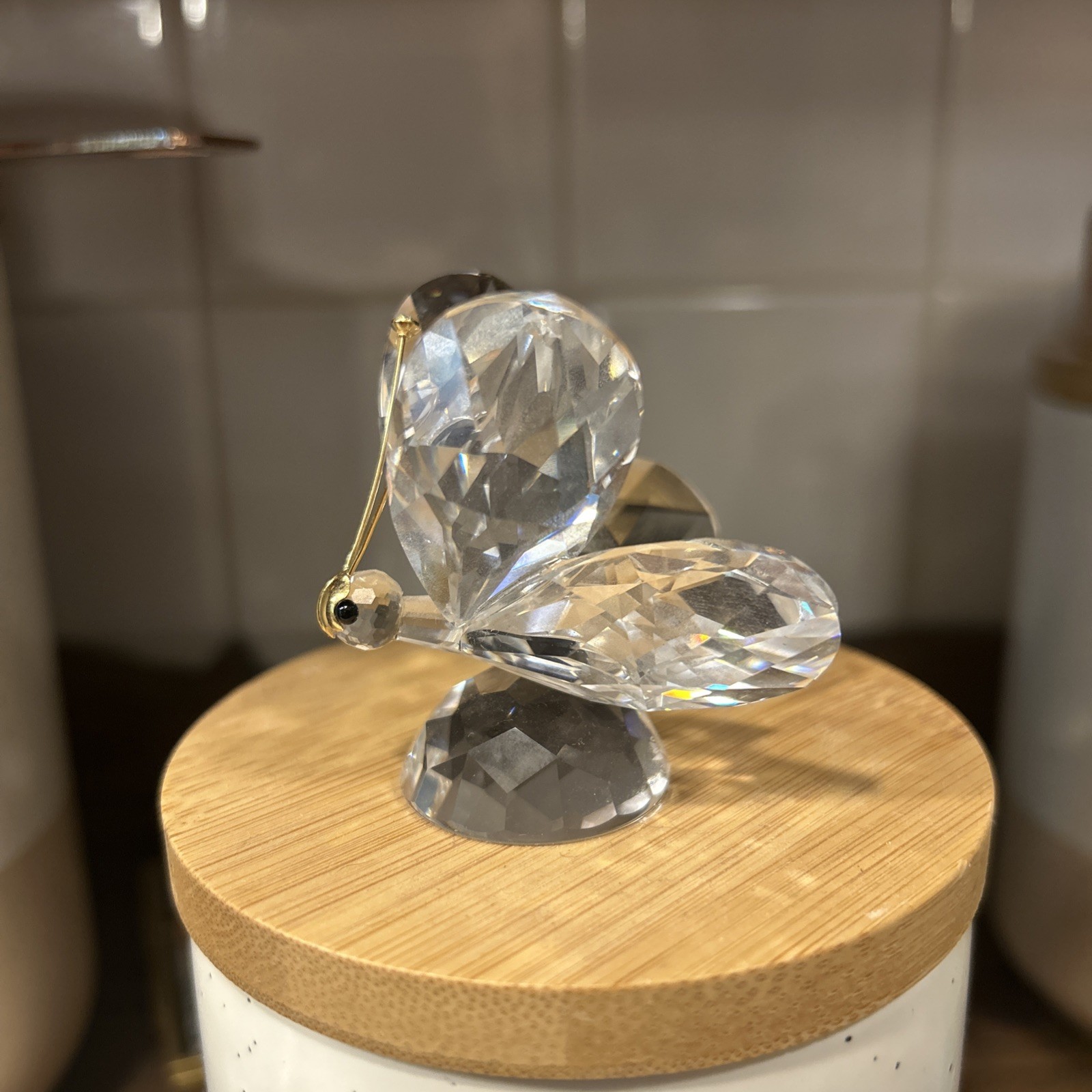 Retired Swarovski Crystal Mini Butterfly In A Summer Meadow Gold Mask 1.25″