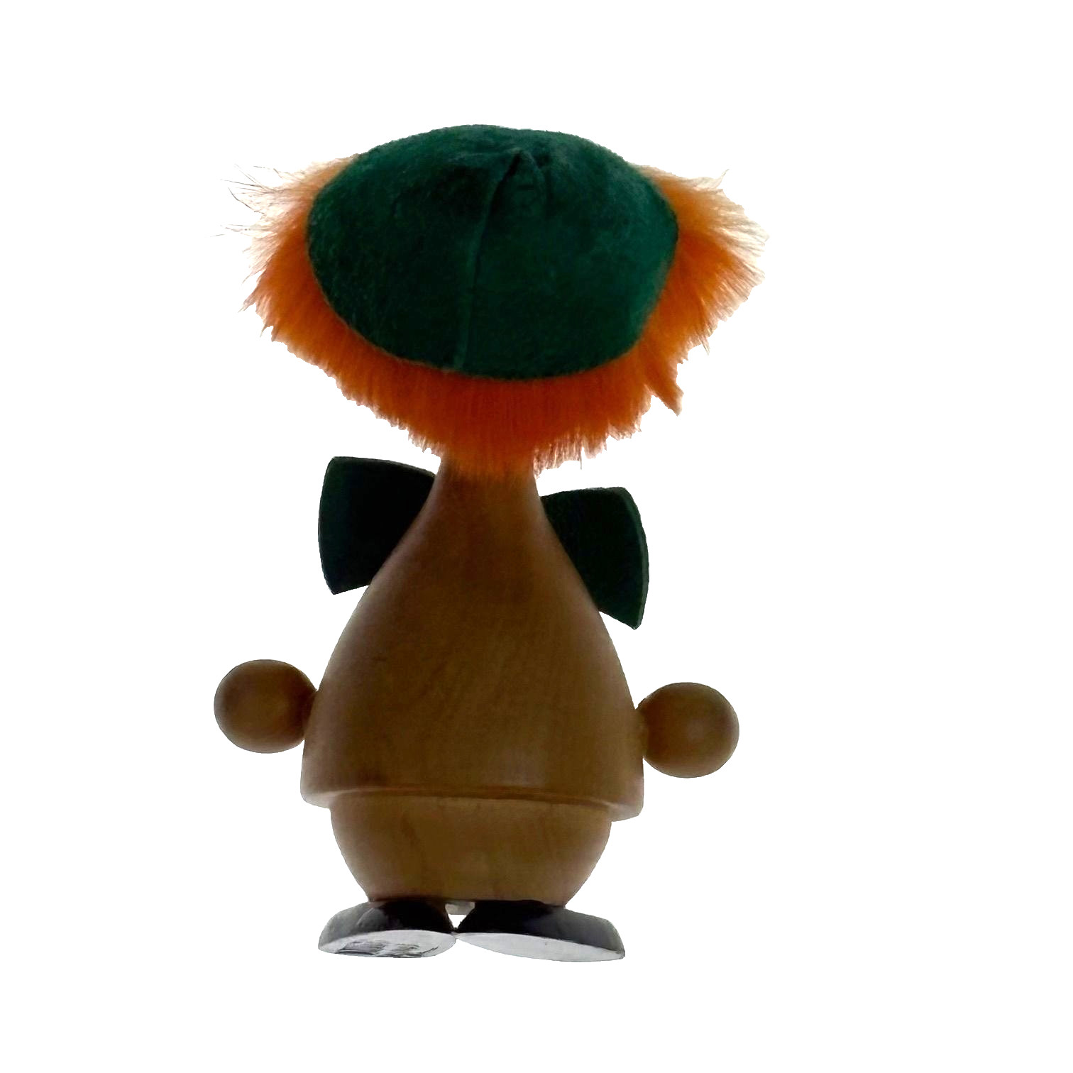 Vintage Wooden Handcrafted Clown Goula Figure Green Felt Hat Bow Tie Made Spain