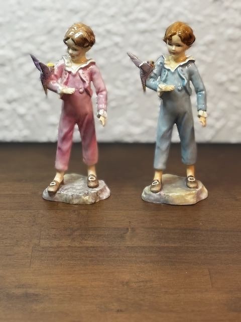 2 for 1 Royal Worcester F.D. Doughty The Parakeet Figurines + Backstamp 3087