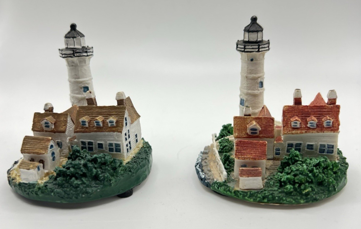 PAIR “The Vintage Nobska Point Lighthouse” Set of 2 Nautical Decor Pieces NICE!