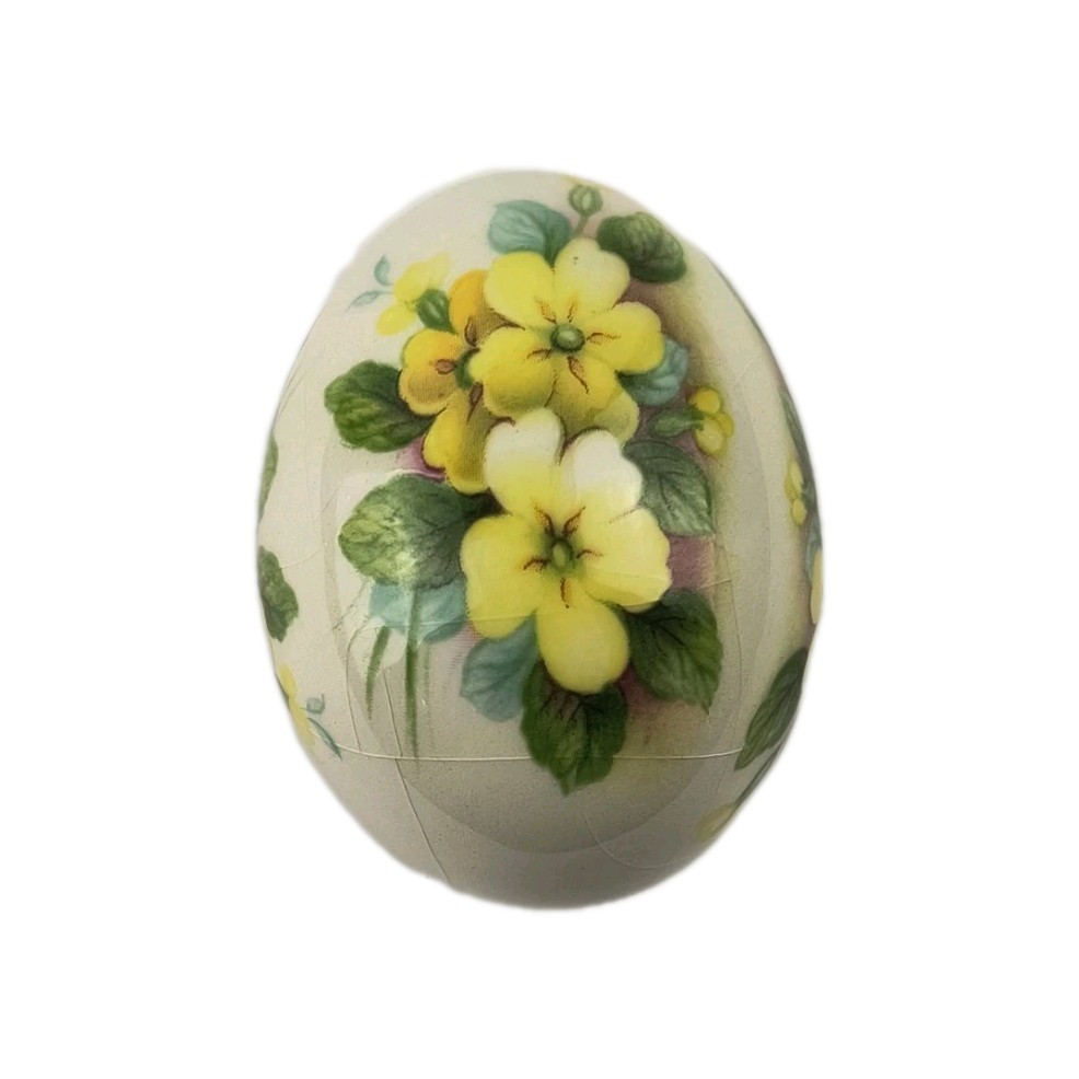 The Egg Lady Decorative Yellow Green Floral Hand Painted Porcelain Egg