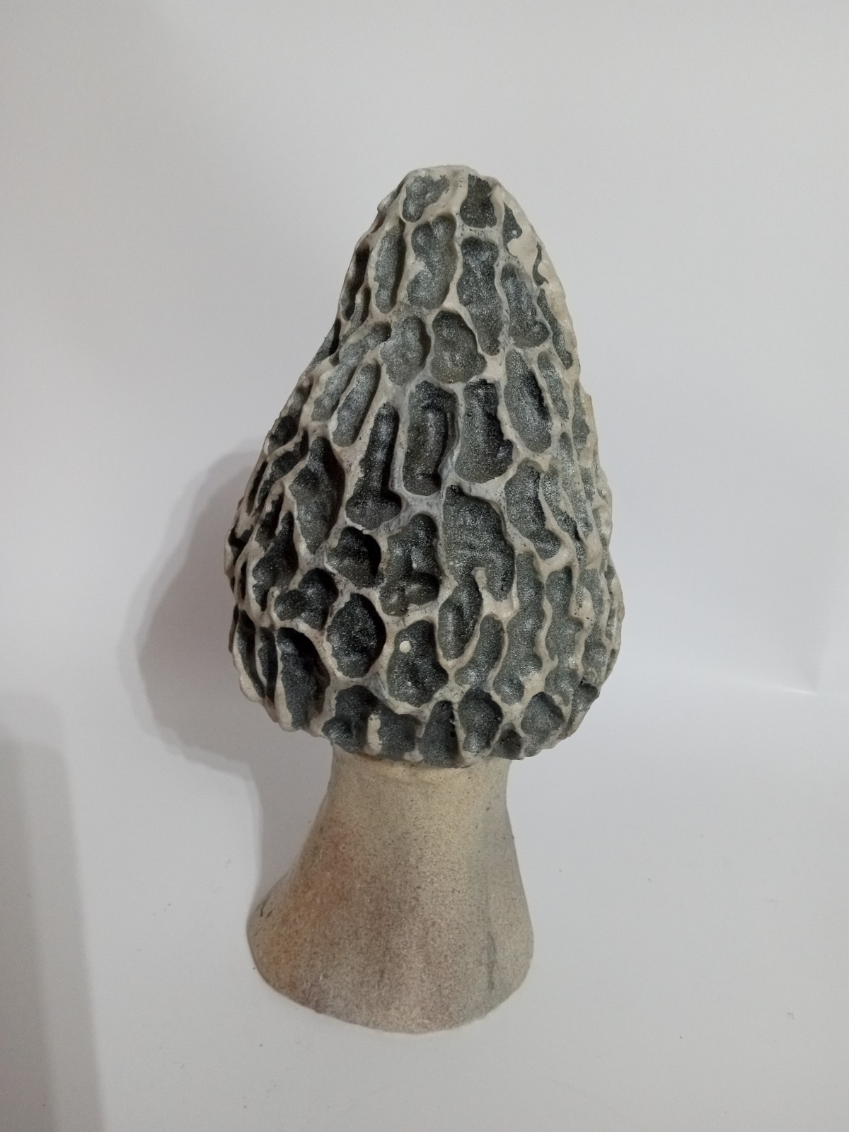 Trophy Shroom, Morel Mushroom, Polyurethane Resin Figurine, “Gray” realistic.
