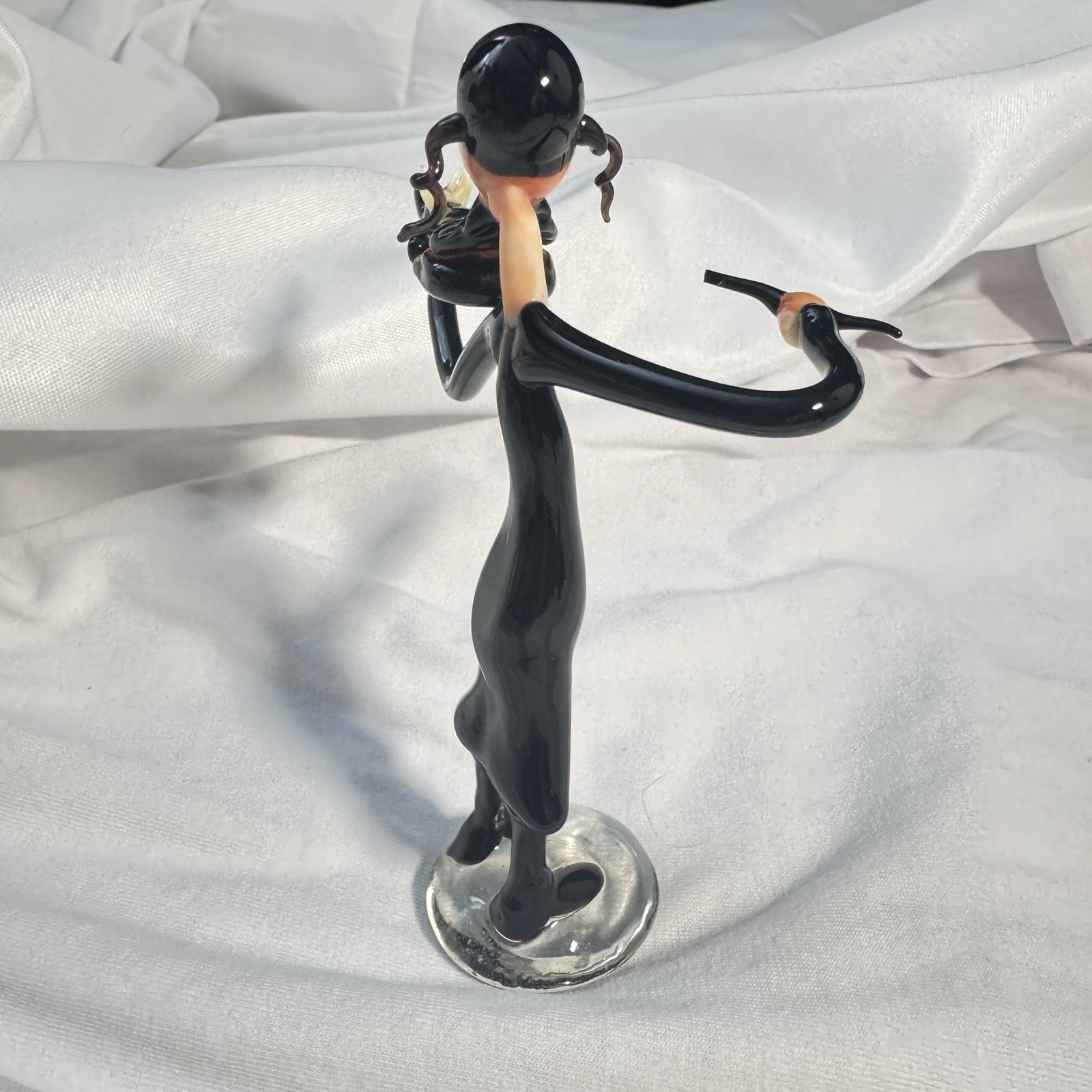 Vintage Murano Gianni Toso Venetian Chess Piece Playing Violin Art Glass 5” FLAW